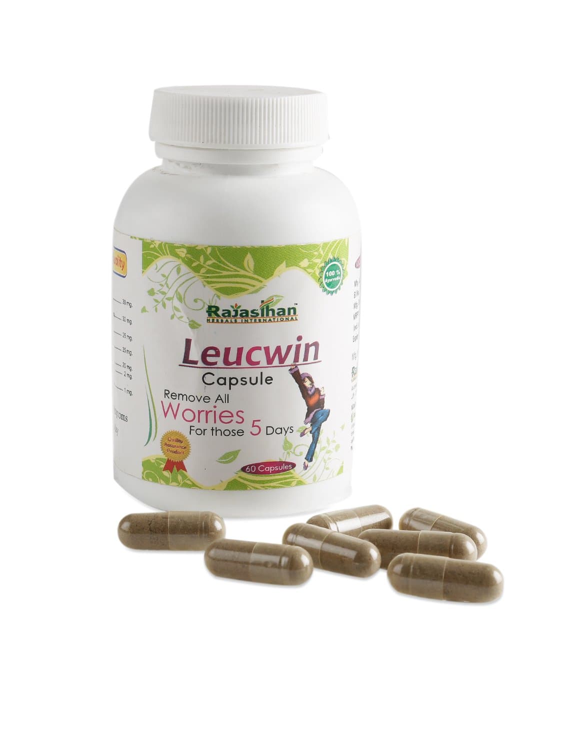 LEUCWIN Capsules by Rajasthan Aushdhalaya for Women | 60 Capsules | Helpful in leucorrhoea