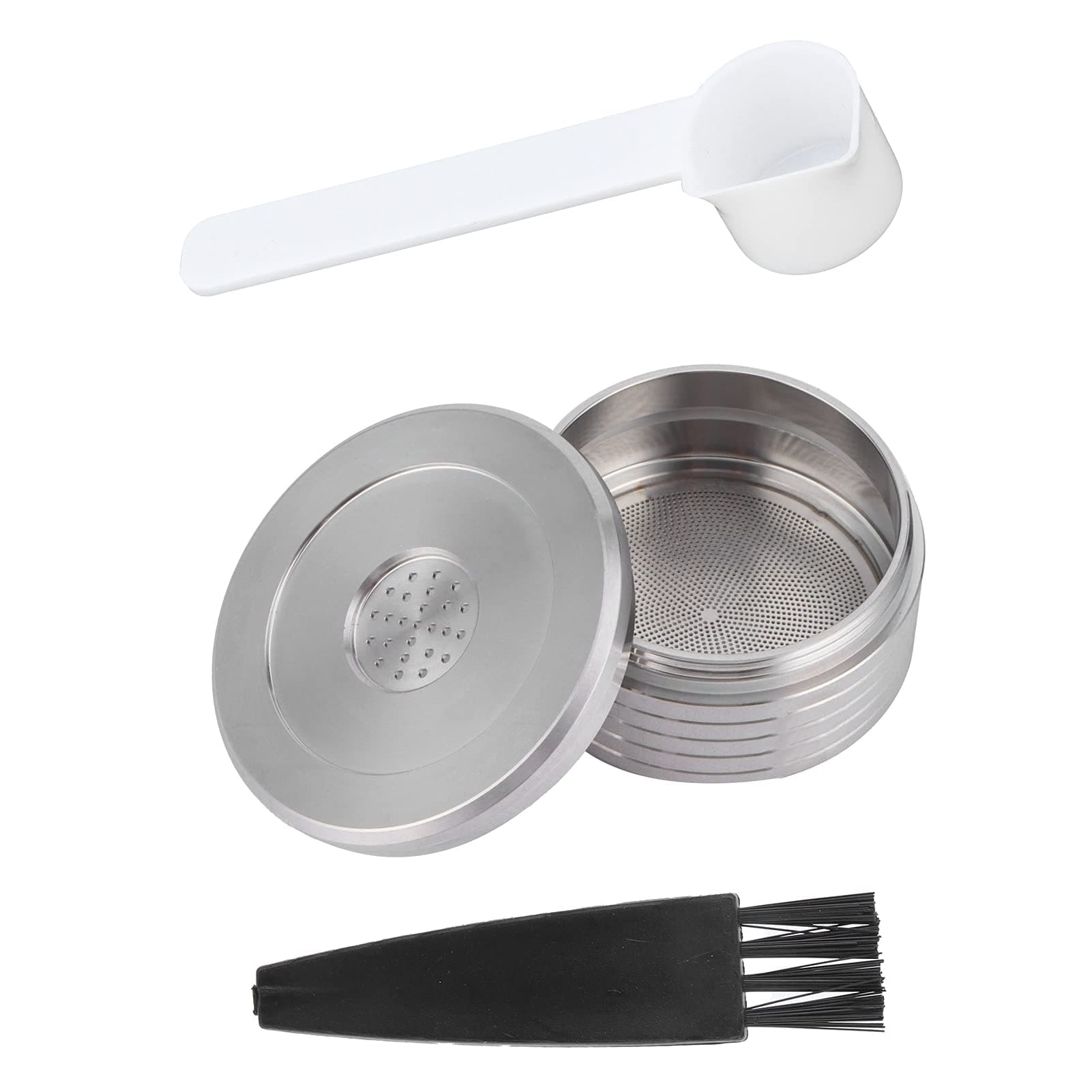 Reusable Coffee Capsules, Stainless Steel Delta Q Espresso Pods Foil Lids For Delta Q Coffee Pods Coffee Pod With Spoon Brush Fit For Q Ndiq7323 Coffee Maker Machine