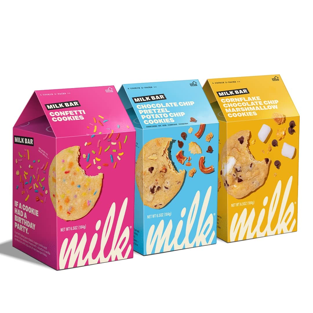 MILK BAR Cookie Variety Pack, Chocolate Chip and Sugar Cookies with Marshmallows and Compost, Soft Baked, 3 pack