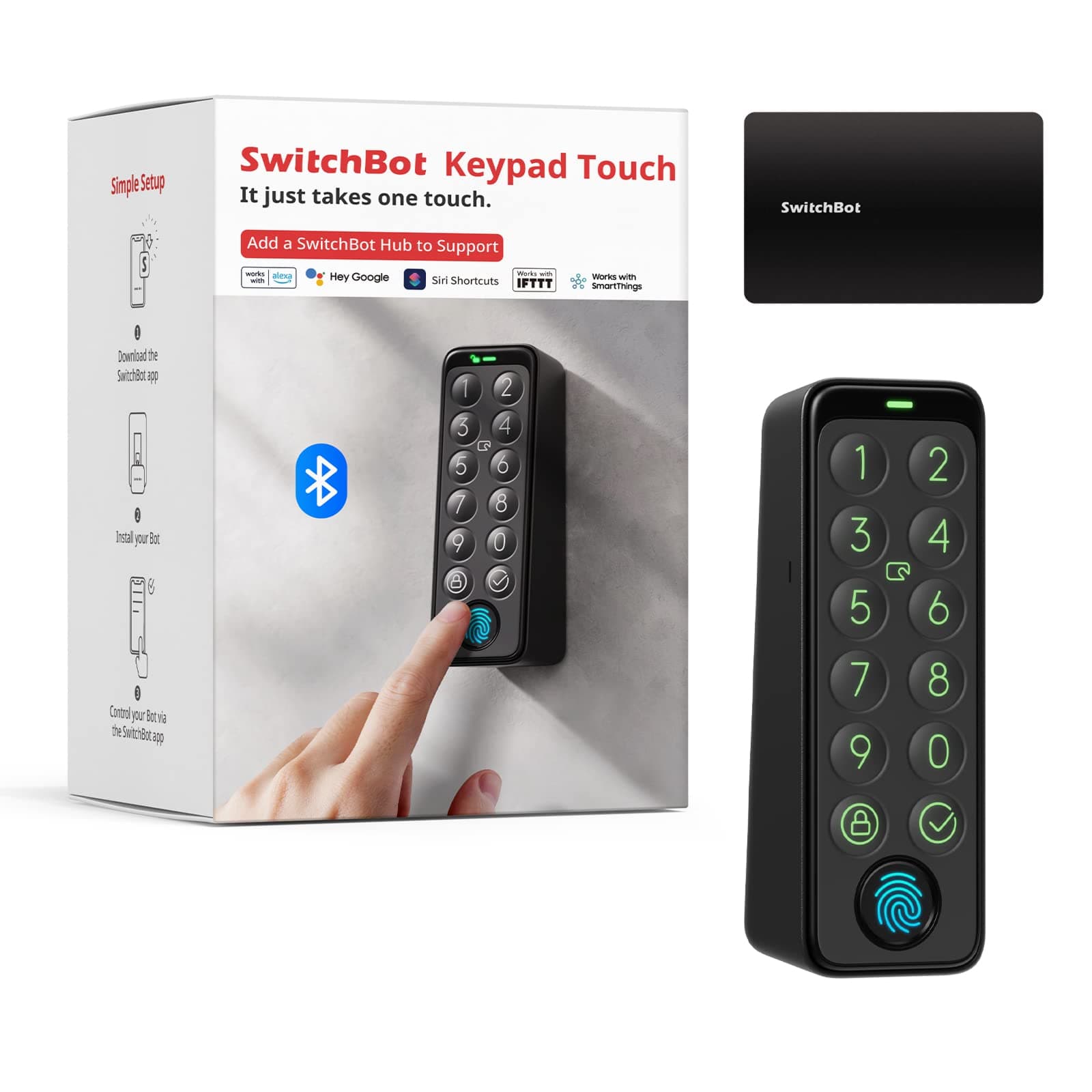 Smart Keypad Touch for SwitchBot Lock, Fingerprint Keyless Home Entry, IP65 Waterproof, Supports Virtual Passwords for Home Security(Only Works for SwicthBot)