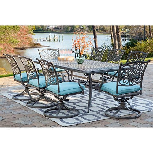 Hanover TRADDNG9PCSW8-BLU Traditions Outdoor Dining Set, Blue