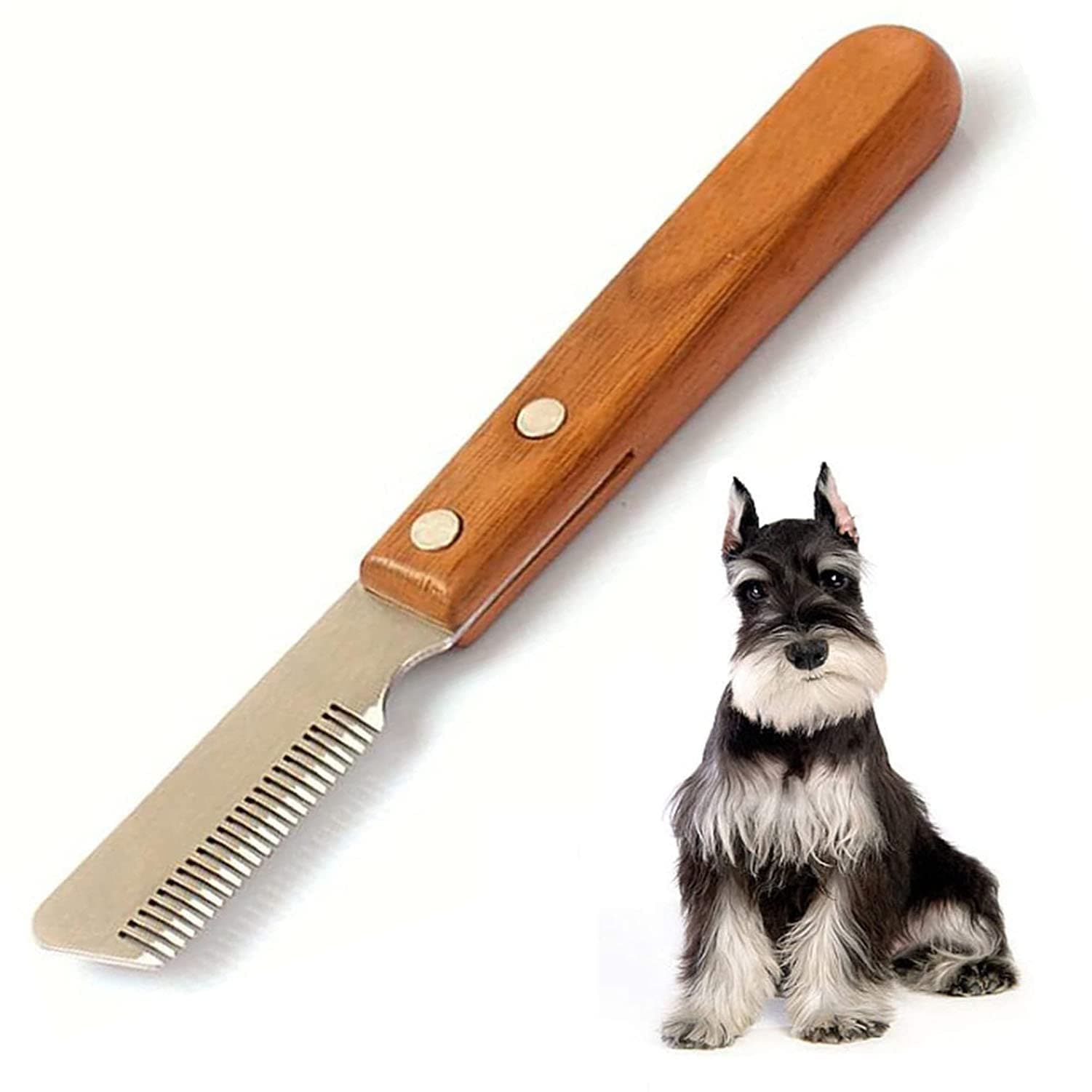 Dog Professional Stripping Knife,Stripping Knives Tool For Dogs Hand Knife Border Terrier Pet Grooming Ergonomic Wooden Handle (Right)
