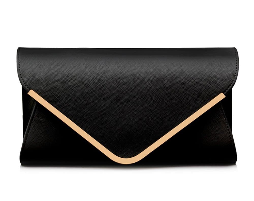 Clutch for Women – Handbag Shoulder Bag with Metal Strap Envelope Bag Cross Body Bag - Black