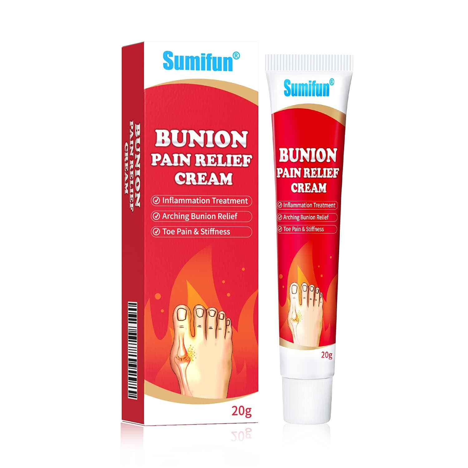 Sumifun Bunion Cream, 4 Counts Bunion Cream for Bunion & Toe Swelling - Foot Cream for Back, Neck, Knee, Hand, Wrist, Shoulder, Feet