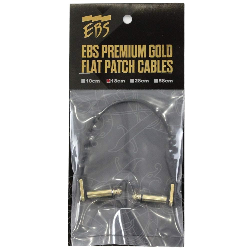EBS PG-18 Gold Flat Patch Cable - 18cm, Angle-Angle