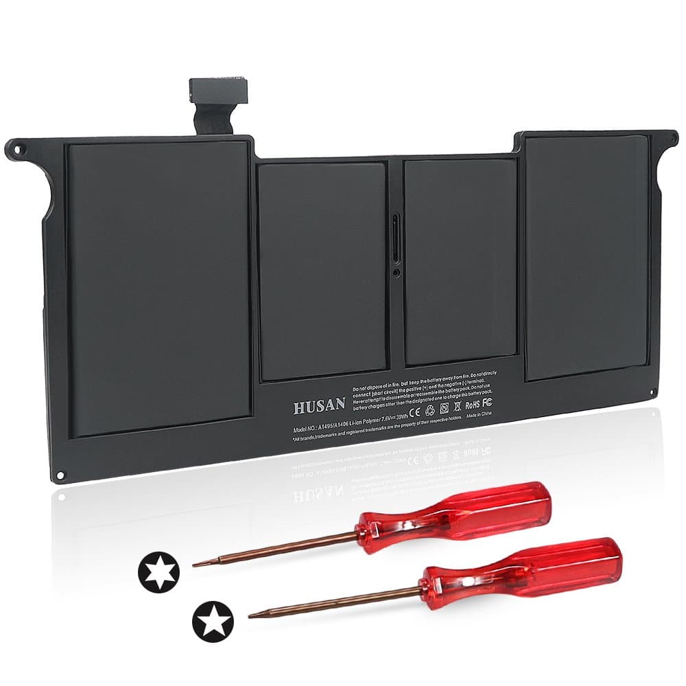 HUSAN New A1495 A1406 Laptop Battery Compatible for MacBook Air 11 inch A1370 (Mid 2011) A1465 (Mid 2012 Mid 2013 Early 2014 Early 2015) fits MC968 MD223 MD711 020-7376-A 020-7377-A (Black-1)