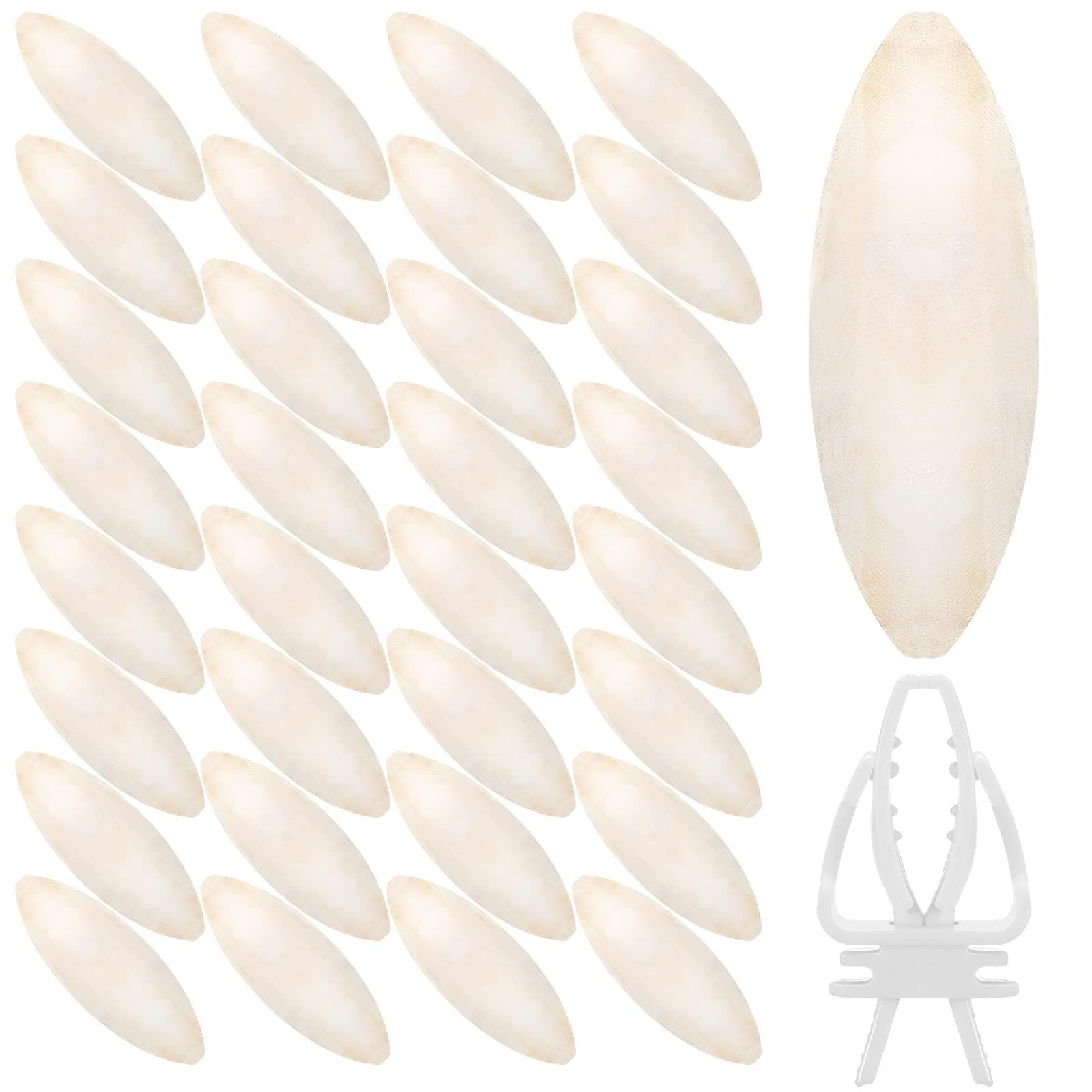 40 Pcs Cuddle Bone Cuttlefish Bone 3.0" to 3.5" Cuttlebone for Birds with 1 Parakeet Cuttlebone Holder Bird Cage Food Clip, Parakeet Toys Chew Toy for Birds Parrots Cockatiels Budgie Snails Reptiles