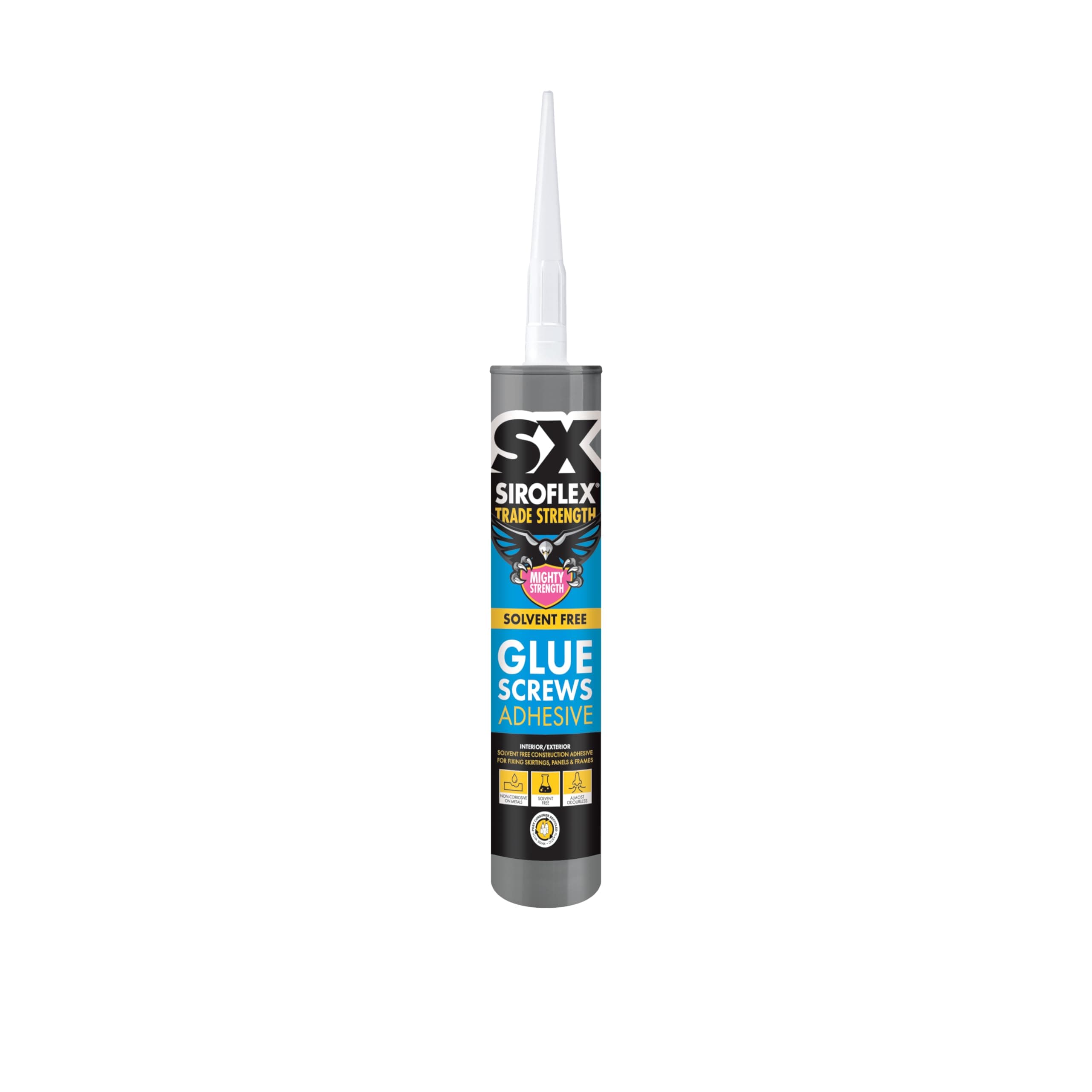SX Trade Strength Glue Screws Solvent Free Construction Adhesive, Based on Acrylic Polymers, Adhering Most Building Surfaces Replacing Nails and Screws, Size 310ml, Colour Colourless