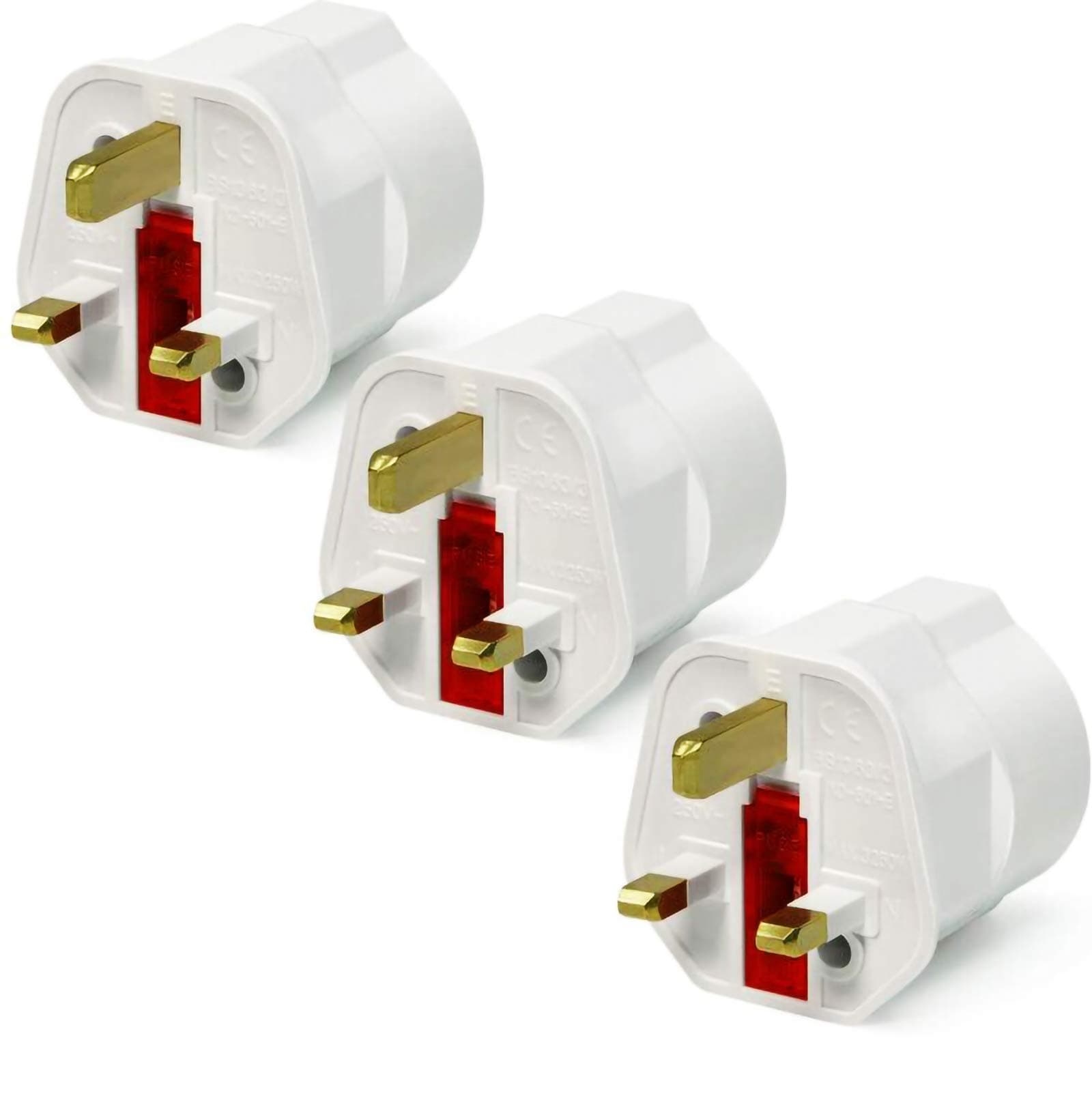 VGUARDEuropean to UK Plug Adapter by ivoler, 3 Pack EU to UK Plug Adapter 2 Pin Plug Adaptor to 3 Pin for Travel Electronic Device, Not for Shavers or Electric Toothbrushes - White