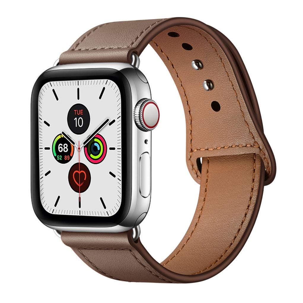 YALOCEA Compatible with Apple Watch Band 41mm 40mm 38mm, Genuine Leather Band Replacement Strap Compatible with iWatch Series 7 6 5 4 3 2 1 SE 41mm 40mm 38mm, Taupe