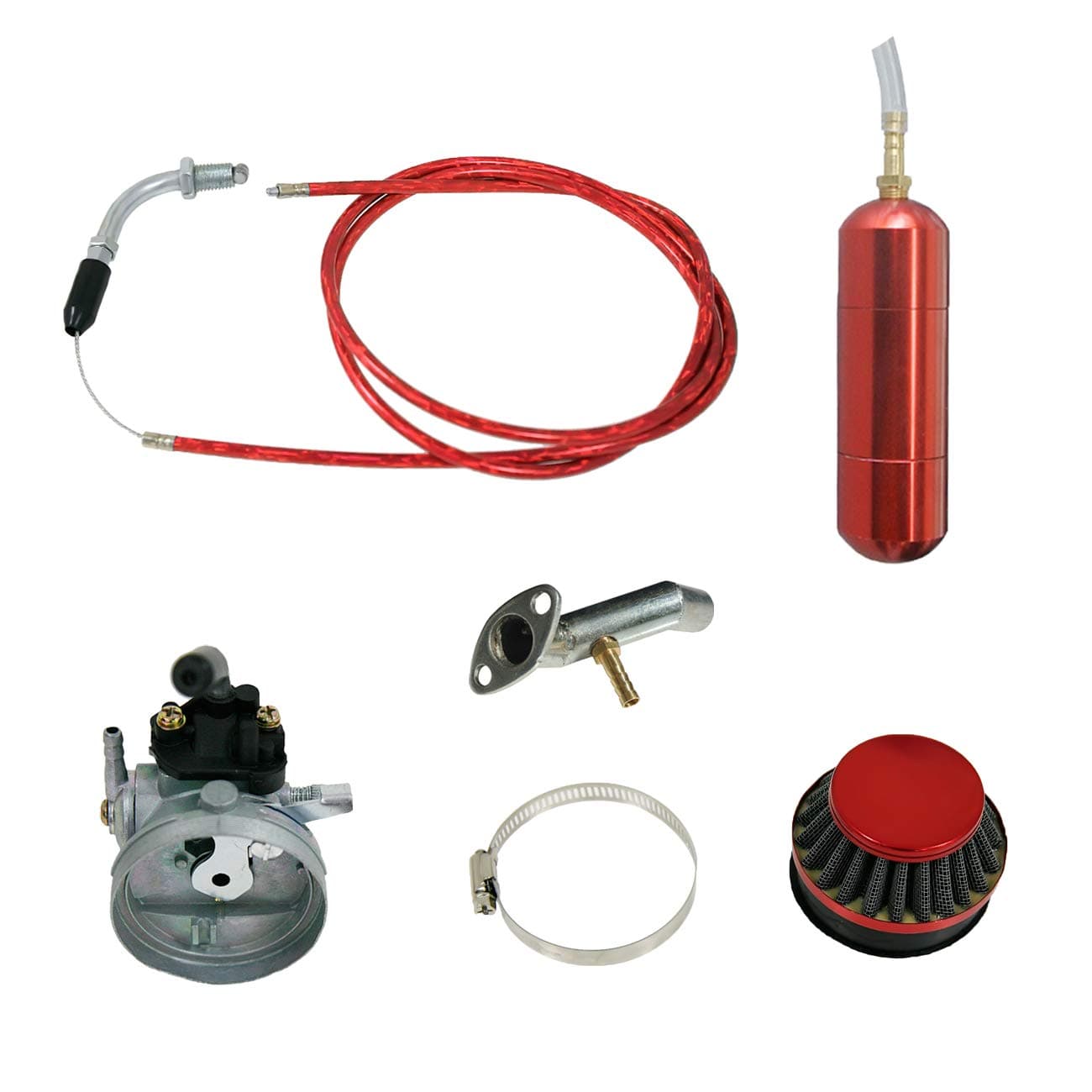 NORTHTIGER Red Carburetor&Power Boost Bottle&Air Filter Fit 49/60/66/80cc Motorized Bike
