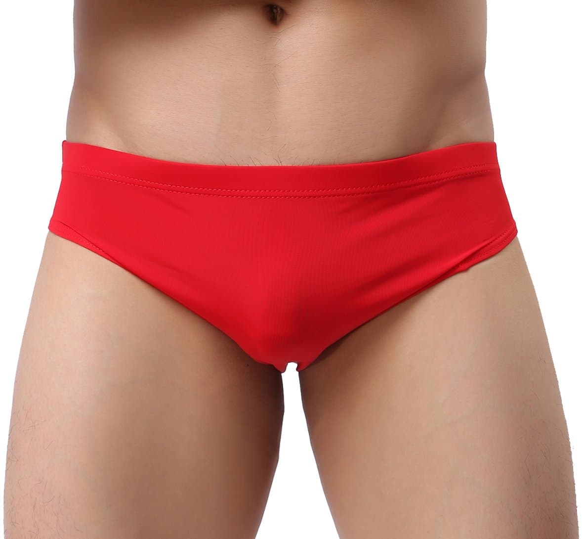 Men Ice Silk The Elastic Breathable Briefs and Men's Underwear Classic Briefs Red L