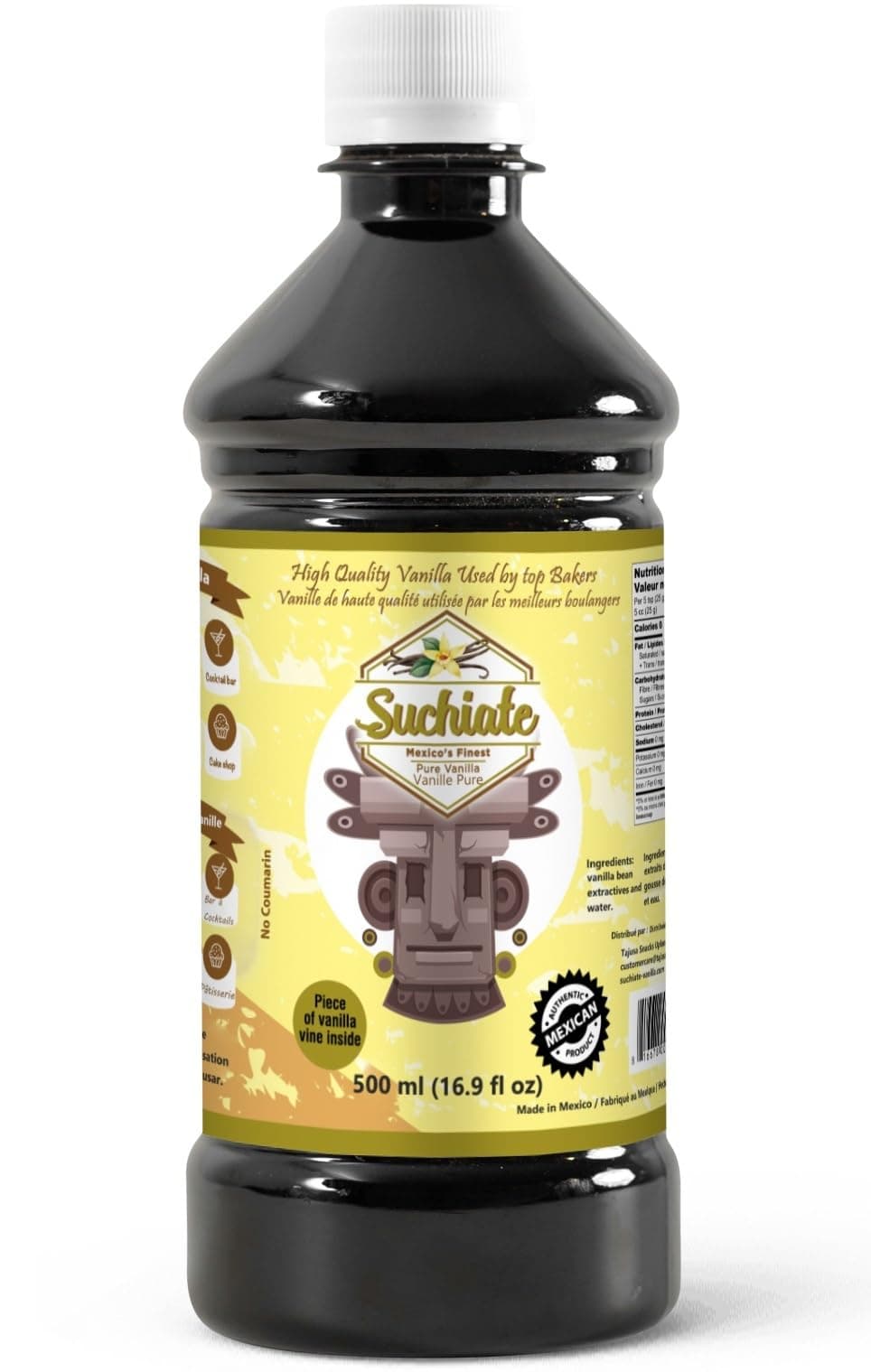 Suchiate Pure Vanilla | Mexican Vanilla for Baking and Desserts | Made with Real Vanilla Bean | Vainilla Mexicana Buena 16.9oz (500 ml)