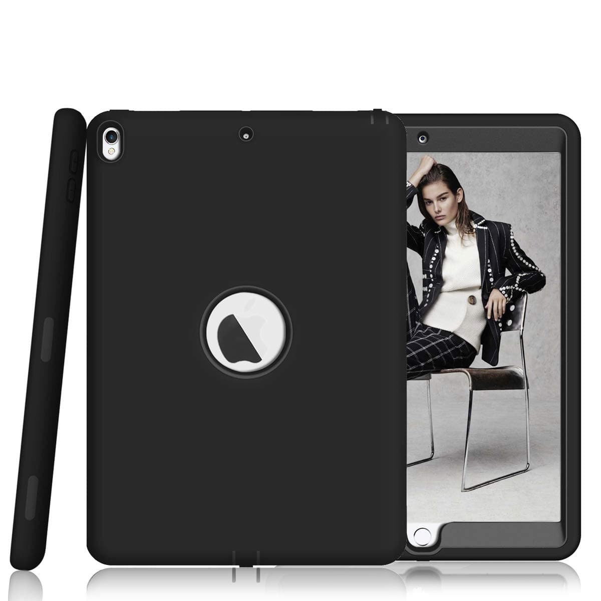 iPad Air 3 Case - Sevrok [ Minimalist-Series ] Shockproof Defender Hard PC+Silicone Hybrid Protective Armor for New 2019 Apple iPad Air 3rd Generation 10.5 inch, Black