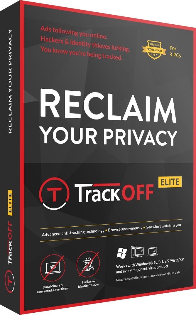 TrackOFF Elite VPN and Online Privacy Protection Software, 1 Year (3-Users)