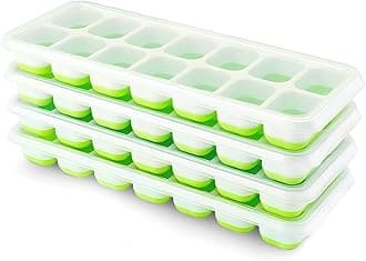 Airabc Ice Cube Tray, Pack of 4 Silicone Ice Cube Trays with Lid, Space-Saving and Stackable, LFGB Certified and BPA-Free Square Ice Cube Trays Easy to Remove - Small size