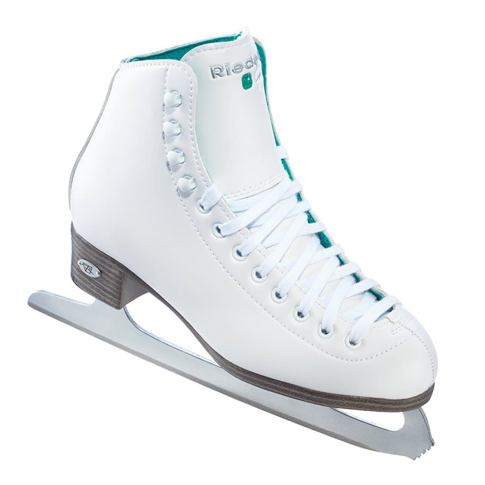 Riedell Skates - 10 Opal - Recreational Youth Ice Skates with Stainless Steel Spiral Blade | White | Size 1 Junior