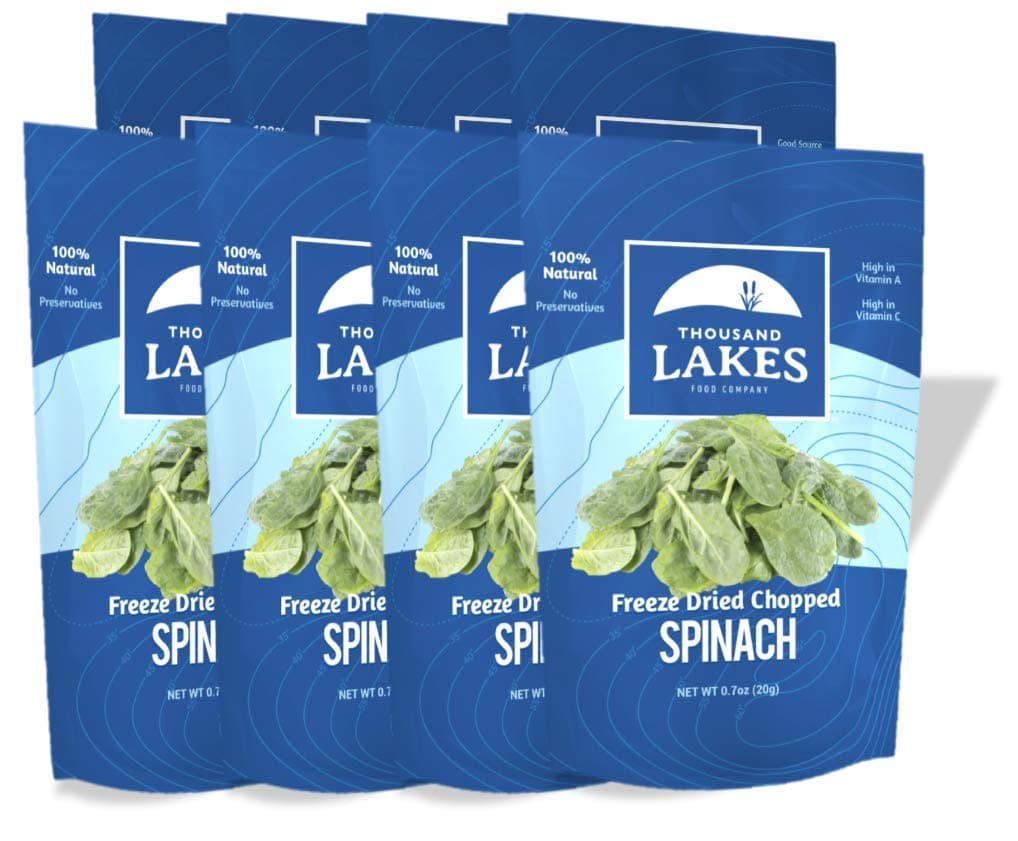 Thousand Lakes Freeze Dried Fruits and Vegetables - Spinach 8-pack 0.7 ounces (5.6 ounces total)
