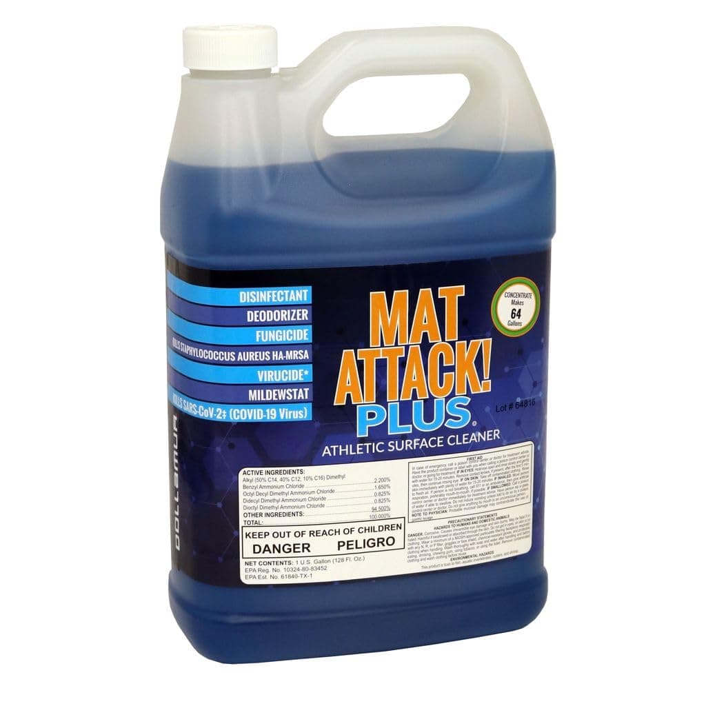 Dollamur Mat Attack! PLUS® Wrestling Mat Cleaner, Disinfecting, Rubber Floor Cleaner, and Fitness Equipment-Gallon