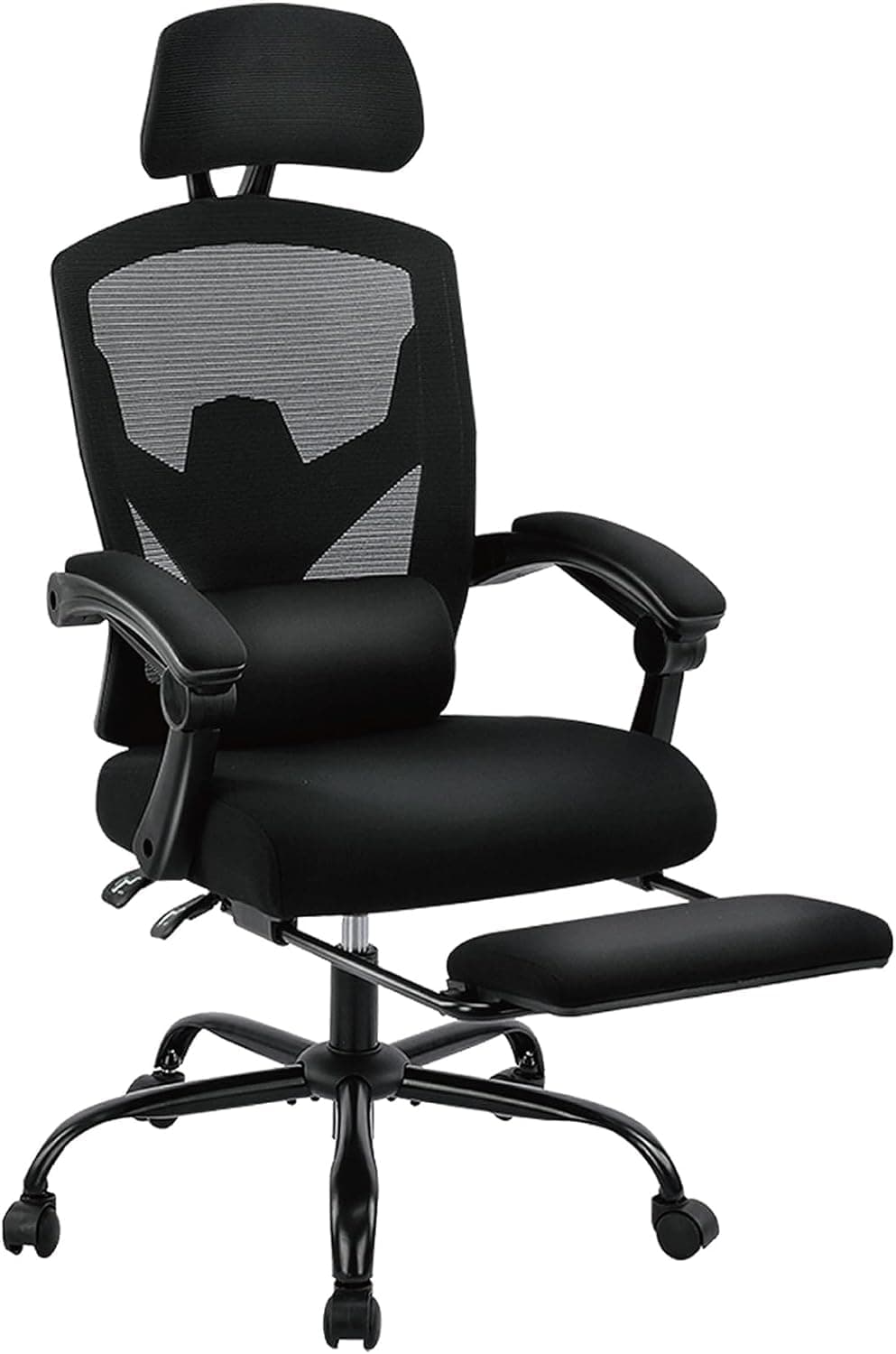 DUMOS Office Computer Desk Chair, Gaming Chairs for Adults, High-Back Mesh Rolling Swivel Reclining Chairs with Wheels, Comfortable Lumbar Support, Comfy Arms for Home, Office, Gaming, Student, Black
