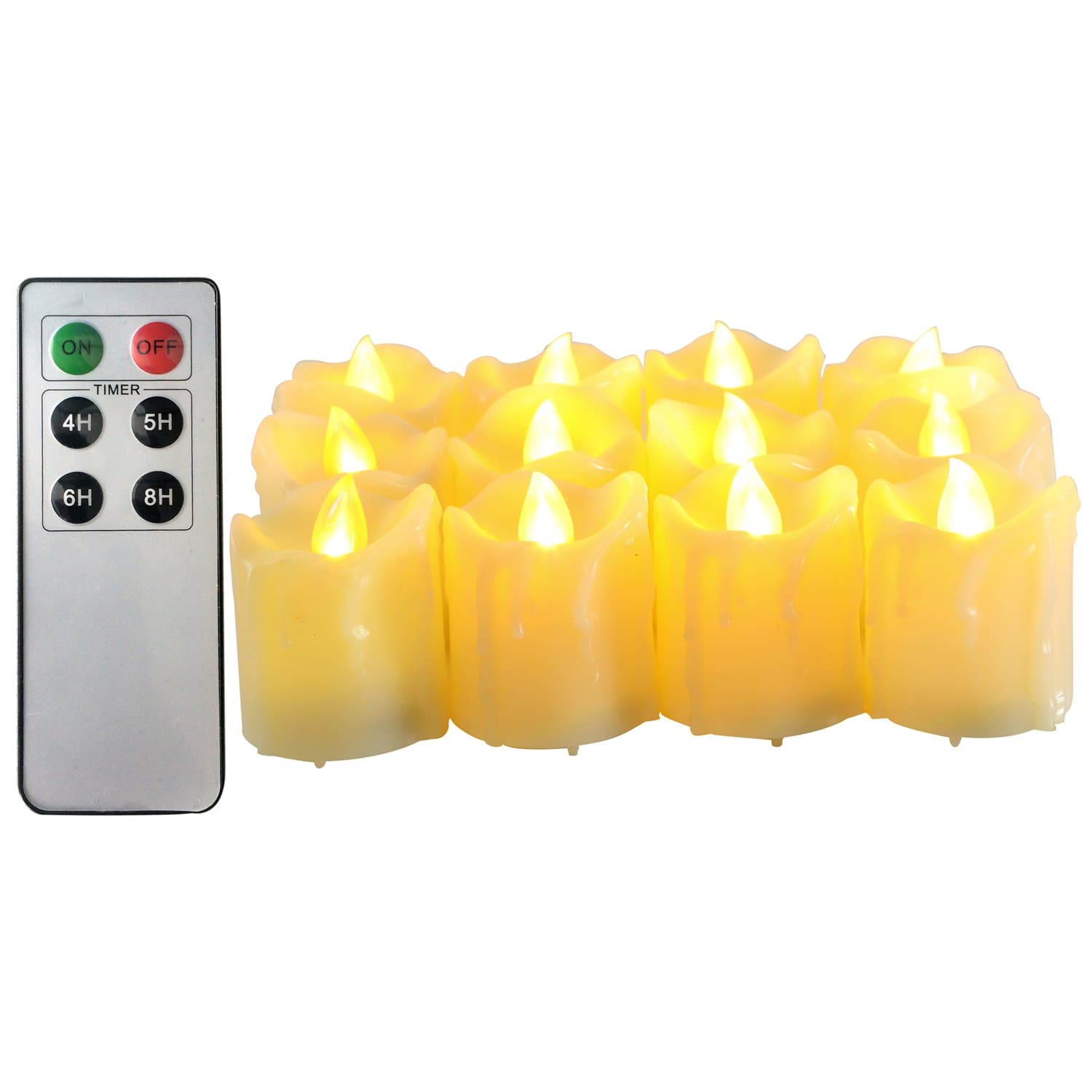 Candle Choice Flameless LED Candles 12 Pack, Battery Operated LED Votive Candles with Timer Remote Control, Flameless Candles for Thanksgiving Christmas Decor, 1.7''x2.0''(Melted/Dripping)