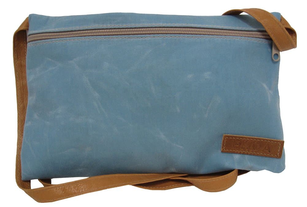 "Belmont" Cross Body Handbag in Waxed Canvas - Made in Maine (Blue)
