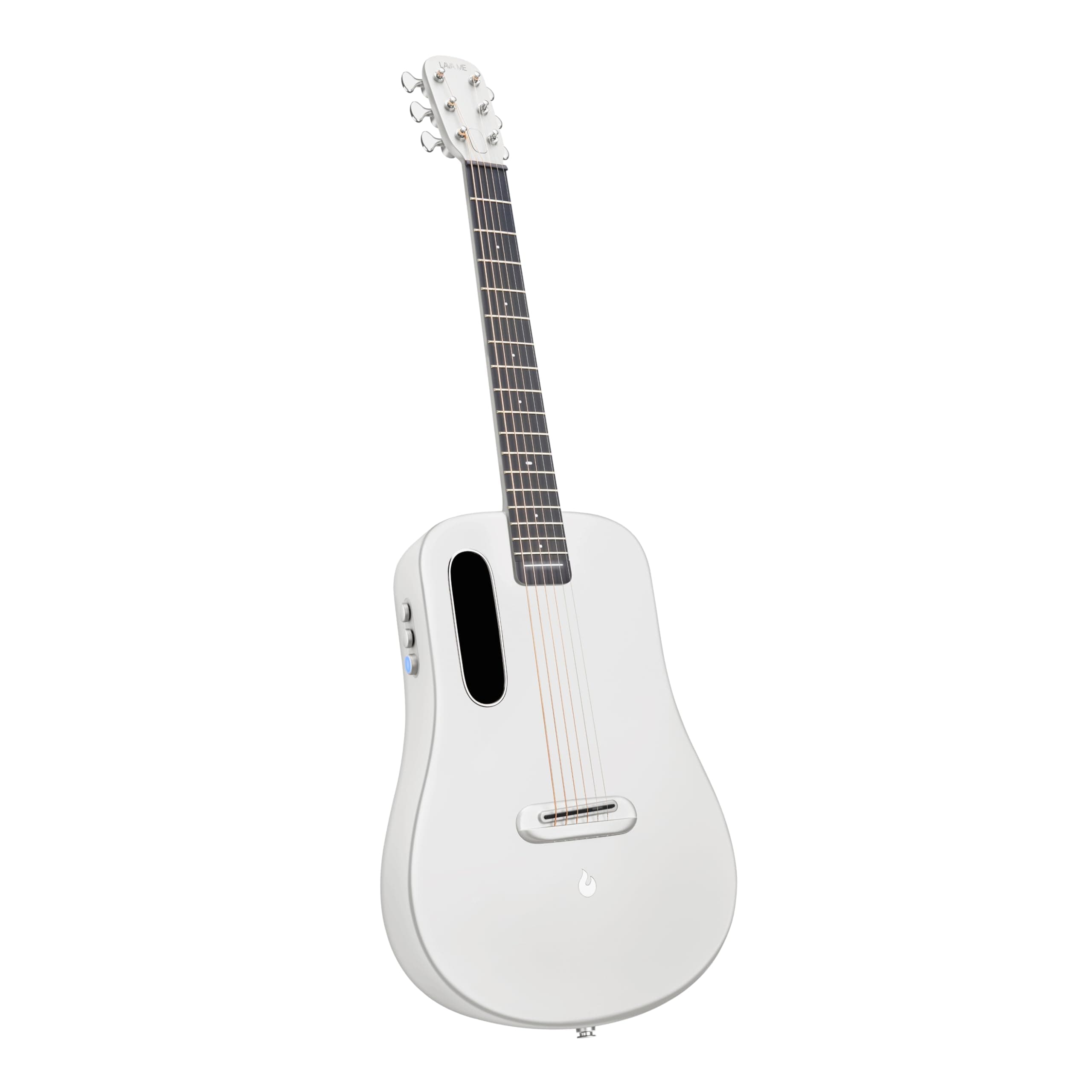 LAVA ME AIR Portable Carbon Fiber Electric Acoustic Guitar Beginner Travel Guitar with Onboard Effects and Magnetic Pickup, Silver