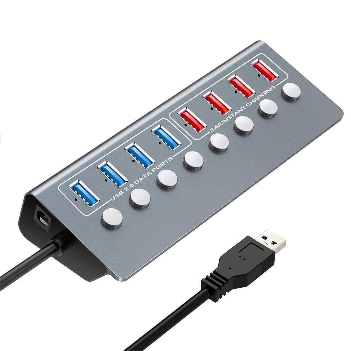 HAIFENG Powered With 8 Ports Charging Hub Data With Individual Power Switches, LED Indicators Power Adapter