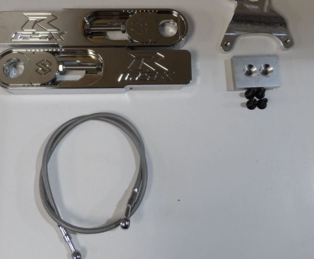 1996 suzuki GSXR 600 750 CHROME swingarm extensions & brake line kit MADE IN USA