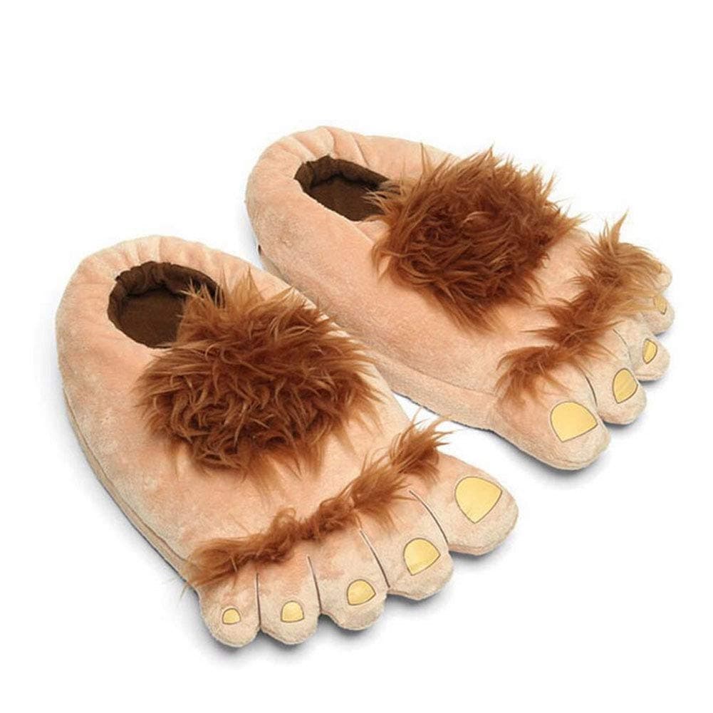 Liummrcy 1 Pair Plush Monster Adventure Slippers,Novelty Winter Big Feet Slippers Creative Bigfoot Shoes Warm Winter Hobbit Feet Indoor Shoes Warm Winter Hobbit Feet Slippers for Adults Kids