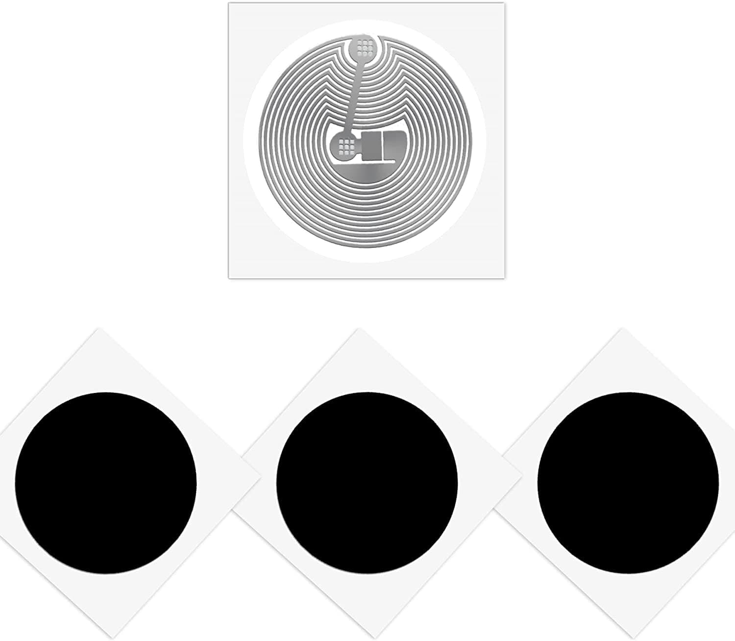 12 pcs Black NFC Stickers NTAG215 NFC Tags, Round 215 NFC Tag Labels 25mm RFID Tag 13.56MHz Chip 504 Bytes Memory Programmable, Compatible with TagMo Amiibo and All NFC-Enabled Devices