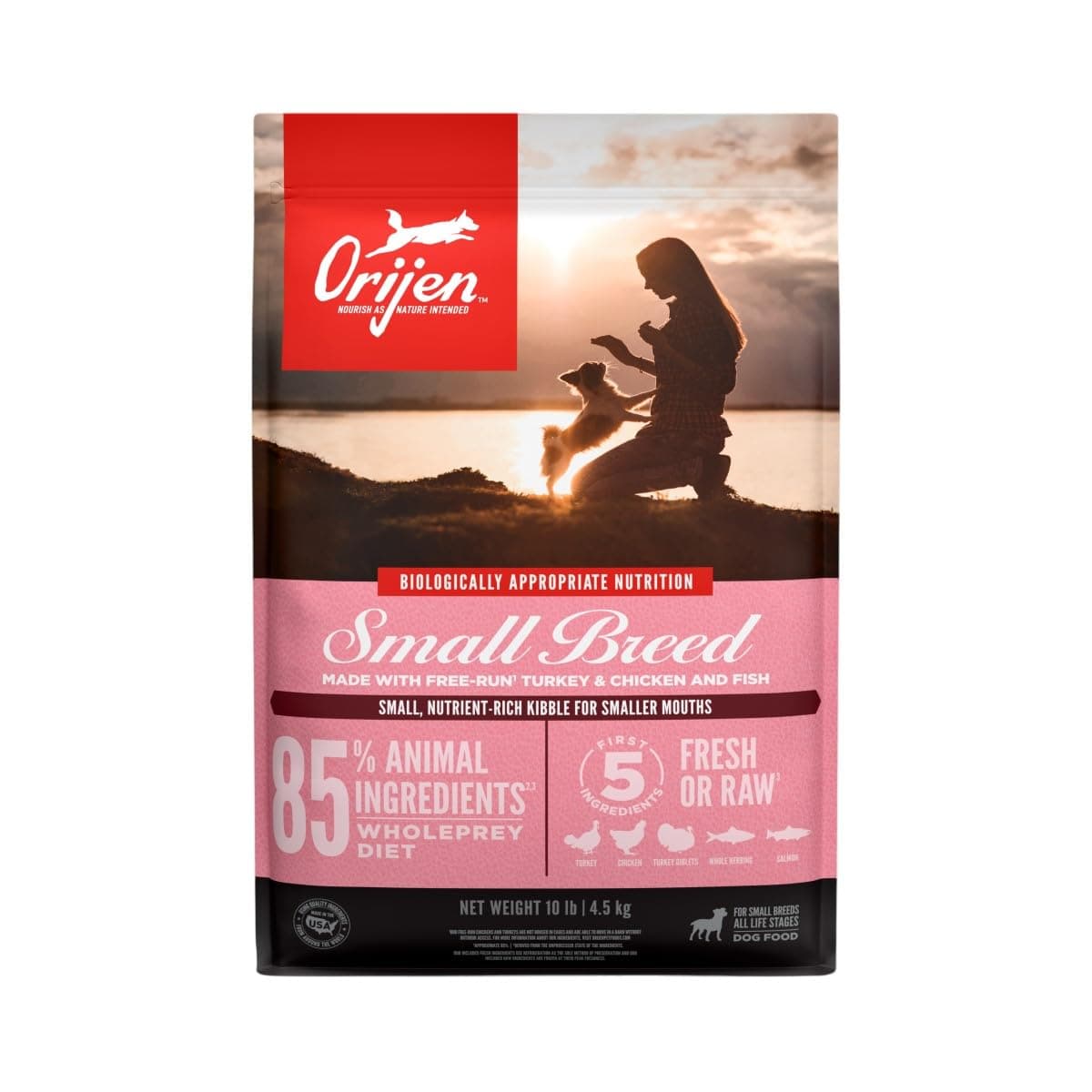 ORIJEN Grain Free High Protein Dry Dog Food Small Breed Recipe 10lb Bag