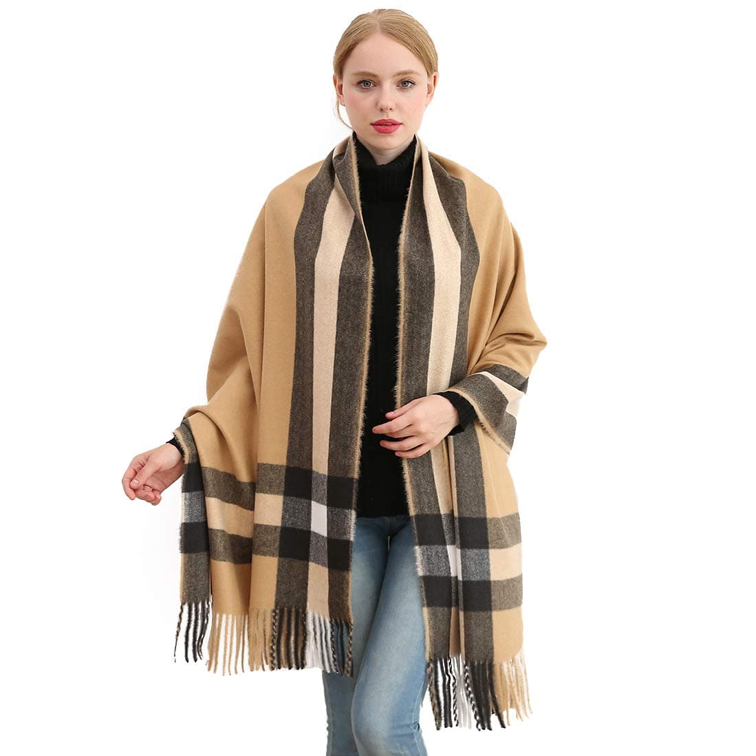 Women Soft Cashmere Wool Scarf Large Pashminas Shawl and Wrap Warm Stole Blanket