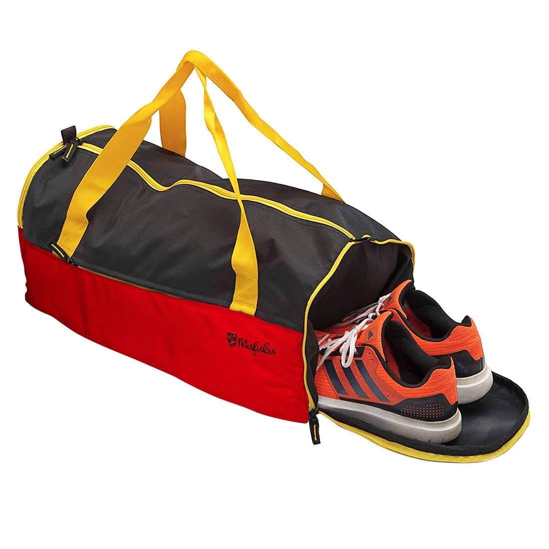 Mufubu Presents 32 Litre Buddys Travel Duffle Bag for Gym & Sports with Shoe Compartment (Red/Black)