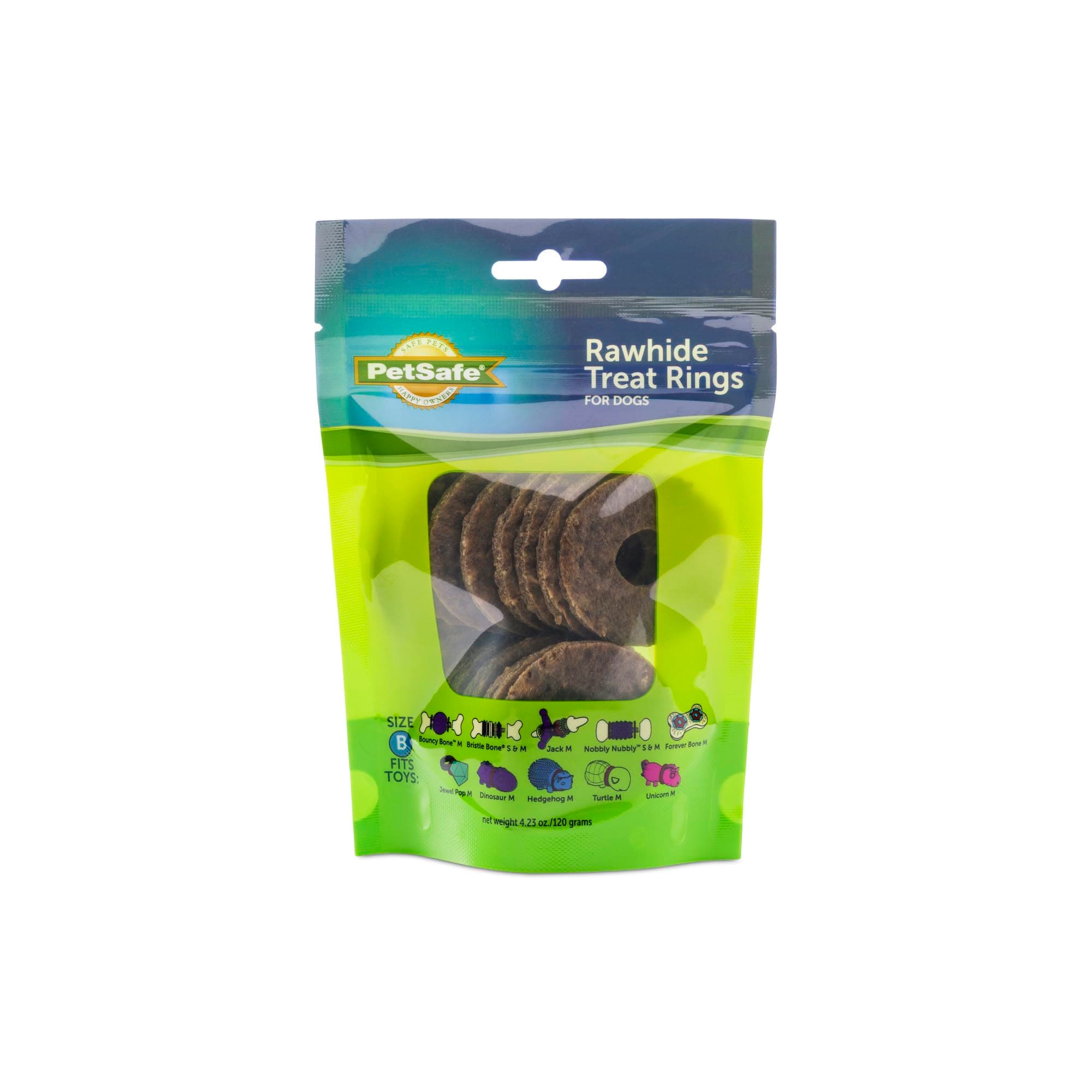 PetSafe Busy Buddy Natural Rawhide Rings - Long-Lasting Chew Refills - Quality Ingredients - Original Rawhide Flavor - Size B - 16-Pack