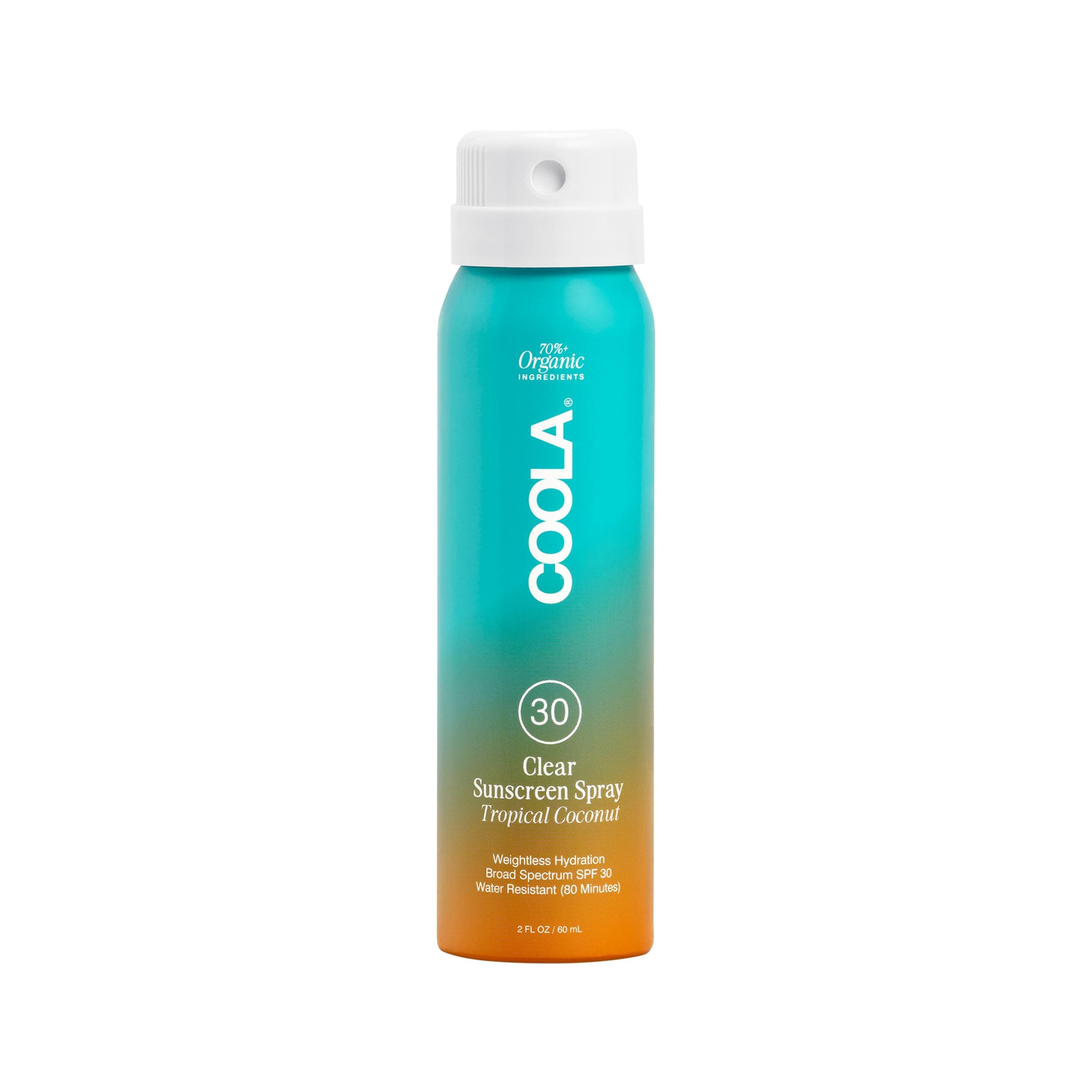 COOLA Organic Sunscreen SPF 30 Sunblock Spray, Dermatologist Tested Skin Care for Daily Protection, Vegan and Gluten Free, Tropical Coconut