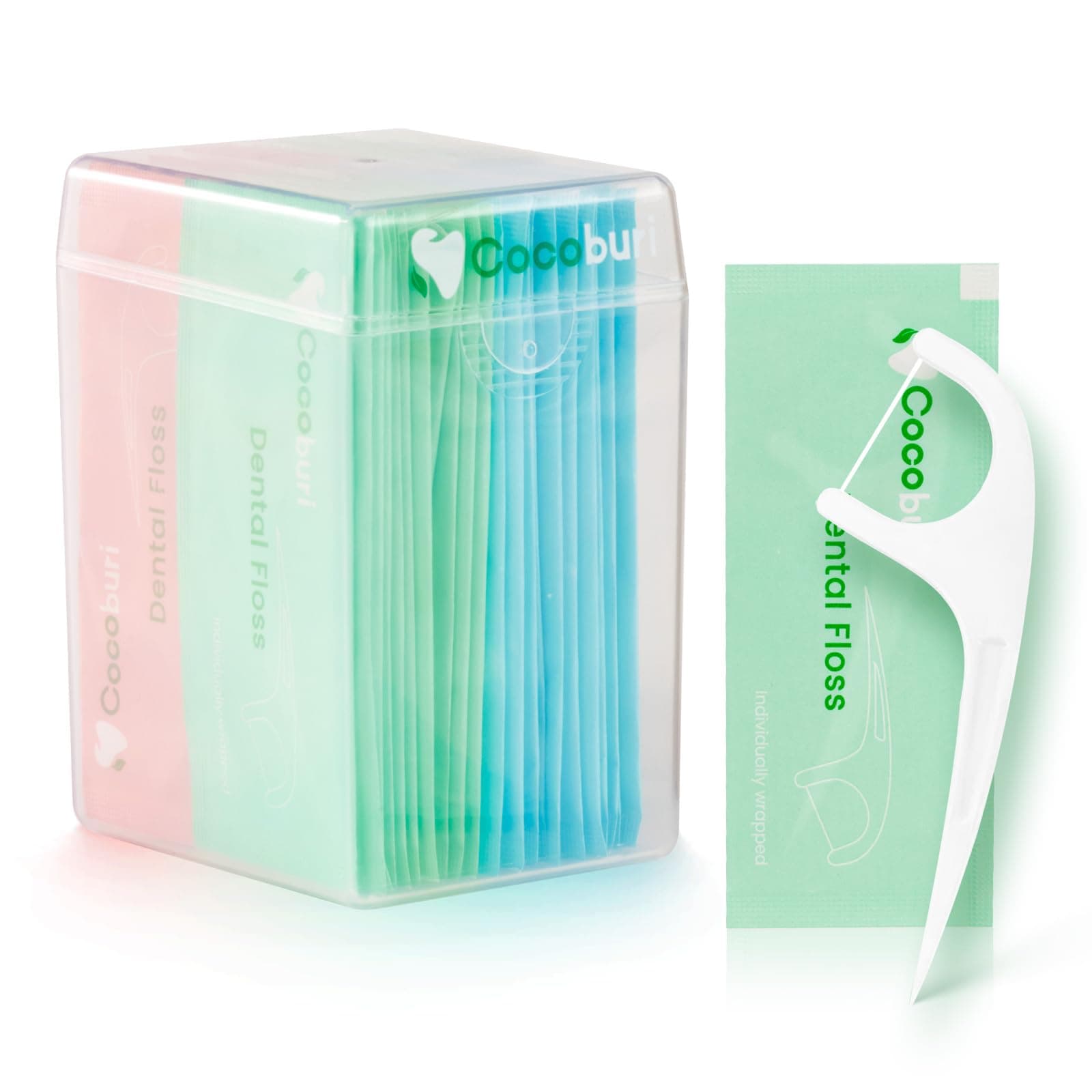 50 Count Individually Wrapped Dental Floss Picks-Oral Care Flossers for Adults- Floss Singles Bag- Travel Hotel Restaurant Office Car Dental Floss