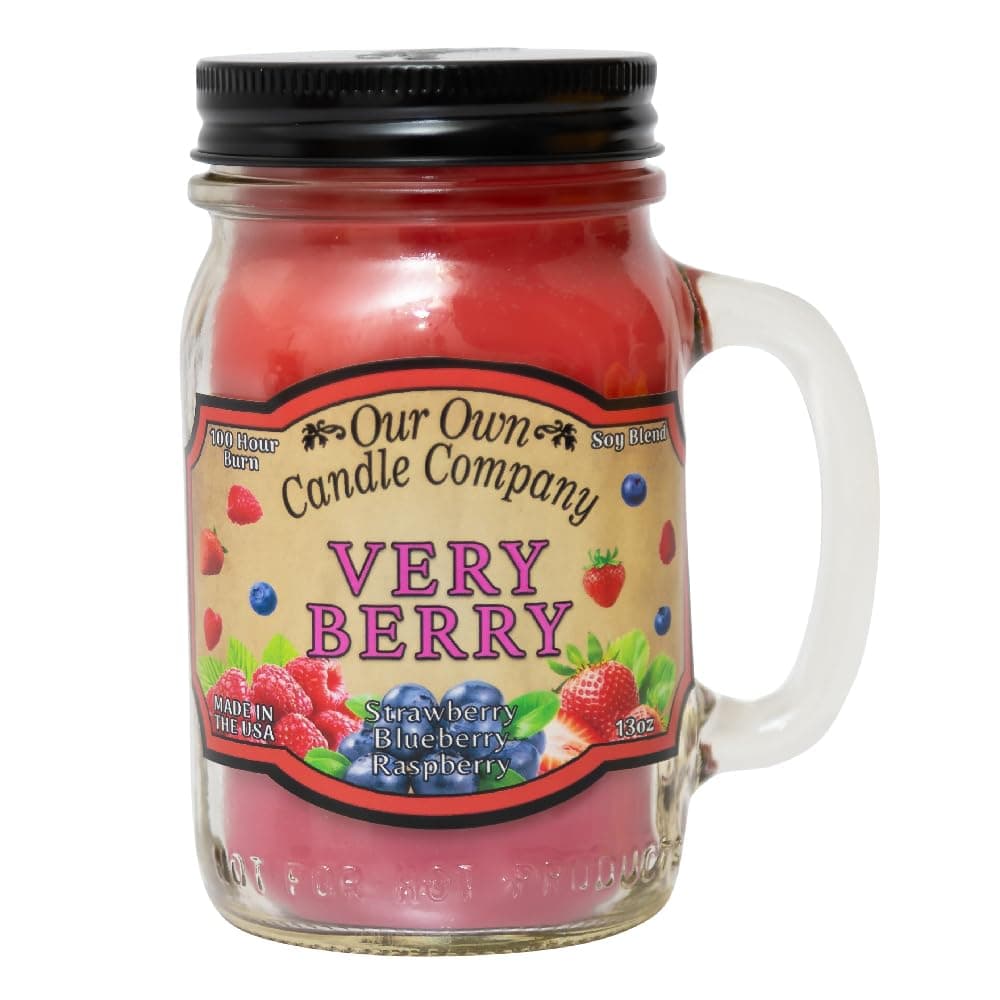 our own candle 13 Oz Mason Jar Candle - Very Berry- Made In USA - 100 Hr Burn Time