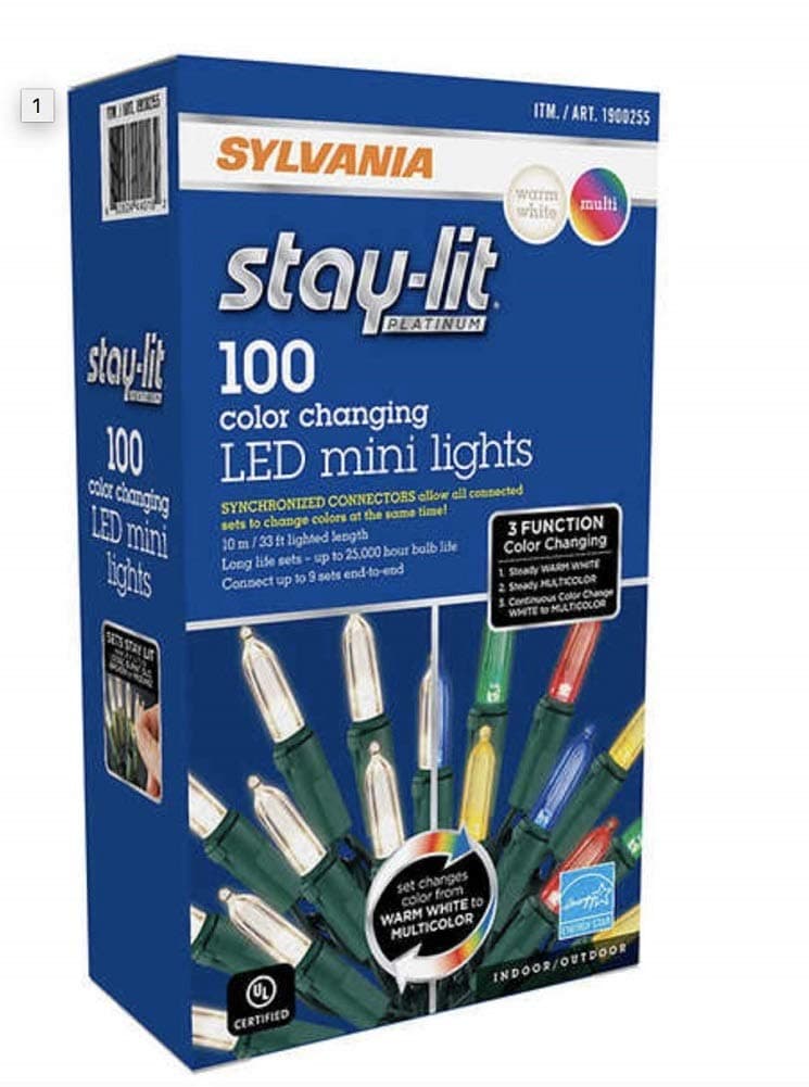 Sylvania Lights 957984 B015QCU6UK Christmas Lights 3-Function Changing Warm White Multi Color Conn