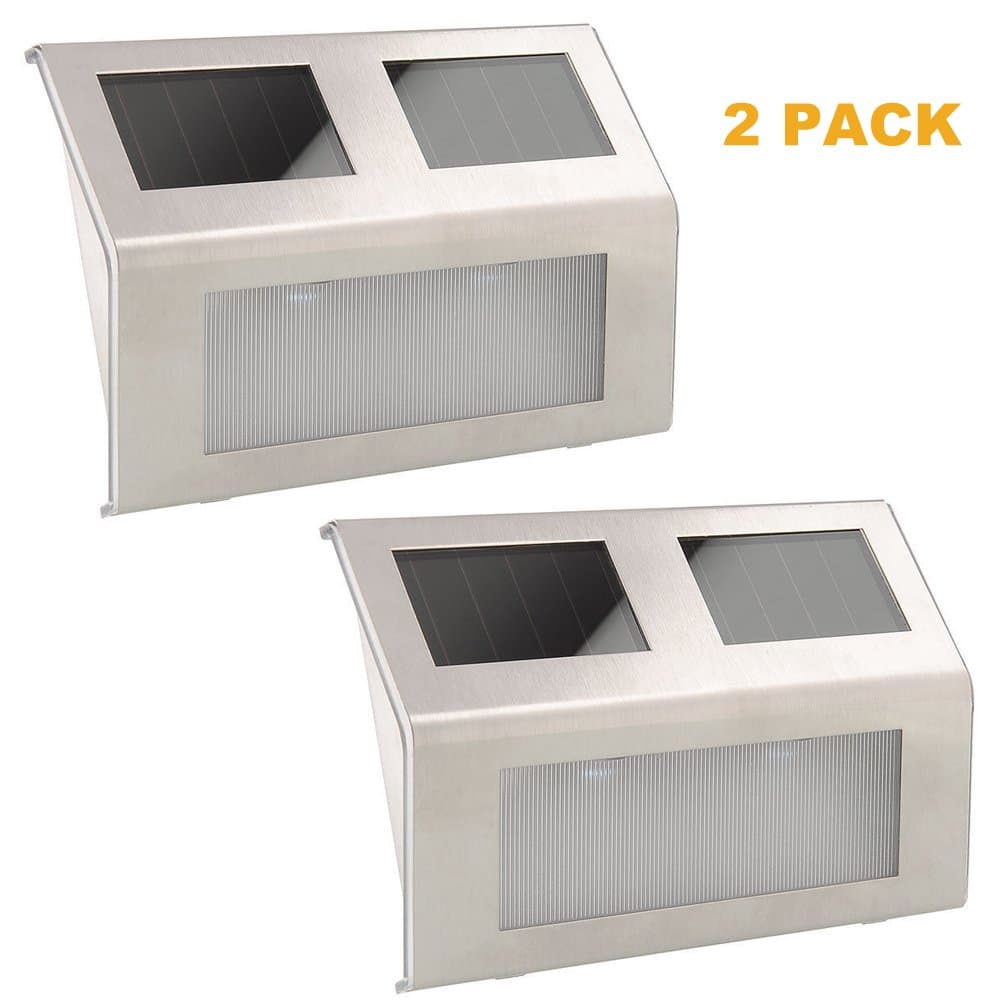 MAGIOVE 2 Pack LED Solar Powered Security Motion Sensor Light Stairway Wall Light