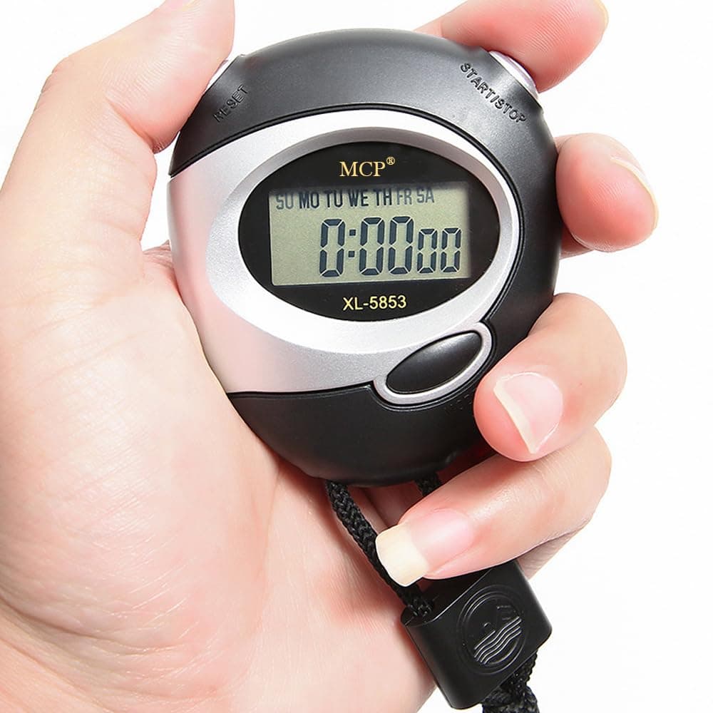 SMIC XL-5853 Digital Stopwatch Sport Timer Lap Split with Timmer, Clock Alarm & Date & Time Large Display Shockproof for Coaches Swimming Running Sports Training (Black)