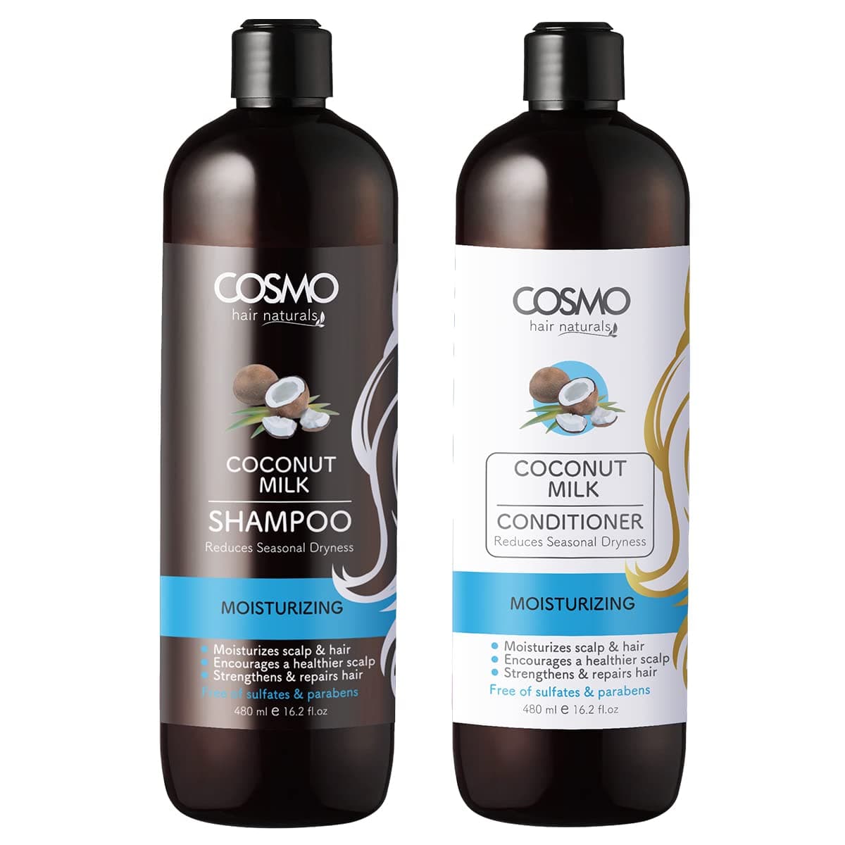 CD COSMO DESIGNS Coconut Milk Moisturizing Shampoo & Conditioner 480ml 2 Piece Set For Unisex
