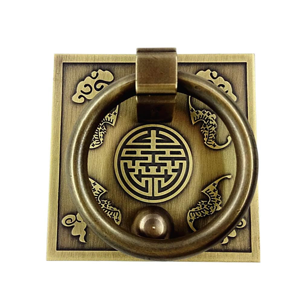 Tiazza Chinese Style Antique Brass Ring Pull Handle Set Kitchen Cabinets Wardrobe Drawer Classical Furniture Decoration Classic Pure Copper Handle