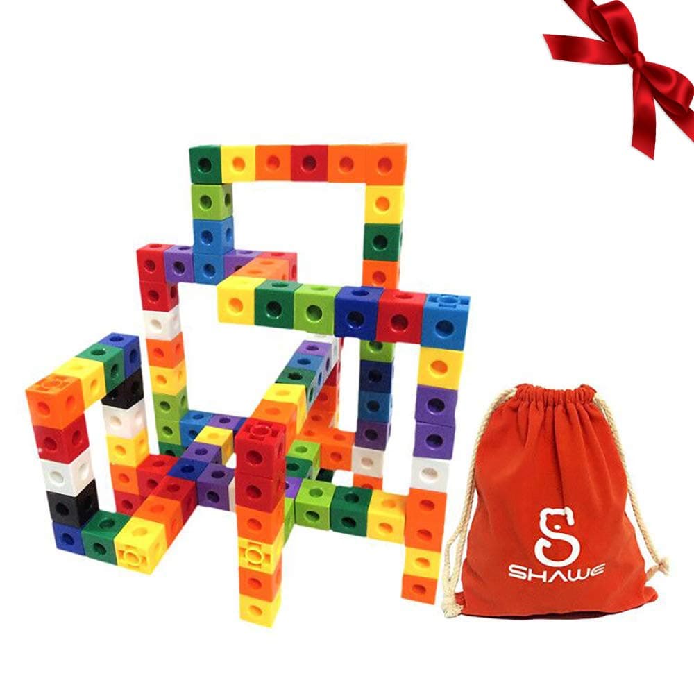 Kids Construction Toys, Snap Cube Autism Toys, Creative and Educational Alternative to Building Blocks - Kids Safe Material! Package in Adorable Bag (100 Pieces Cubes)