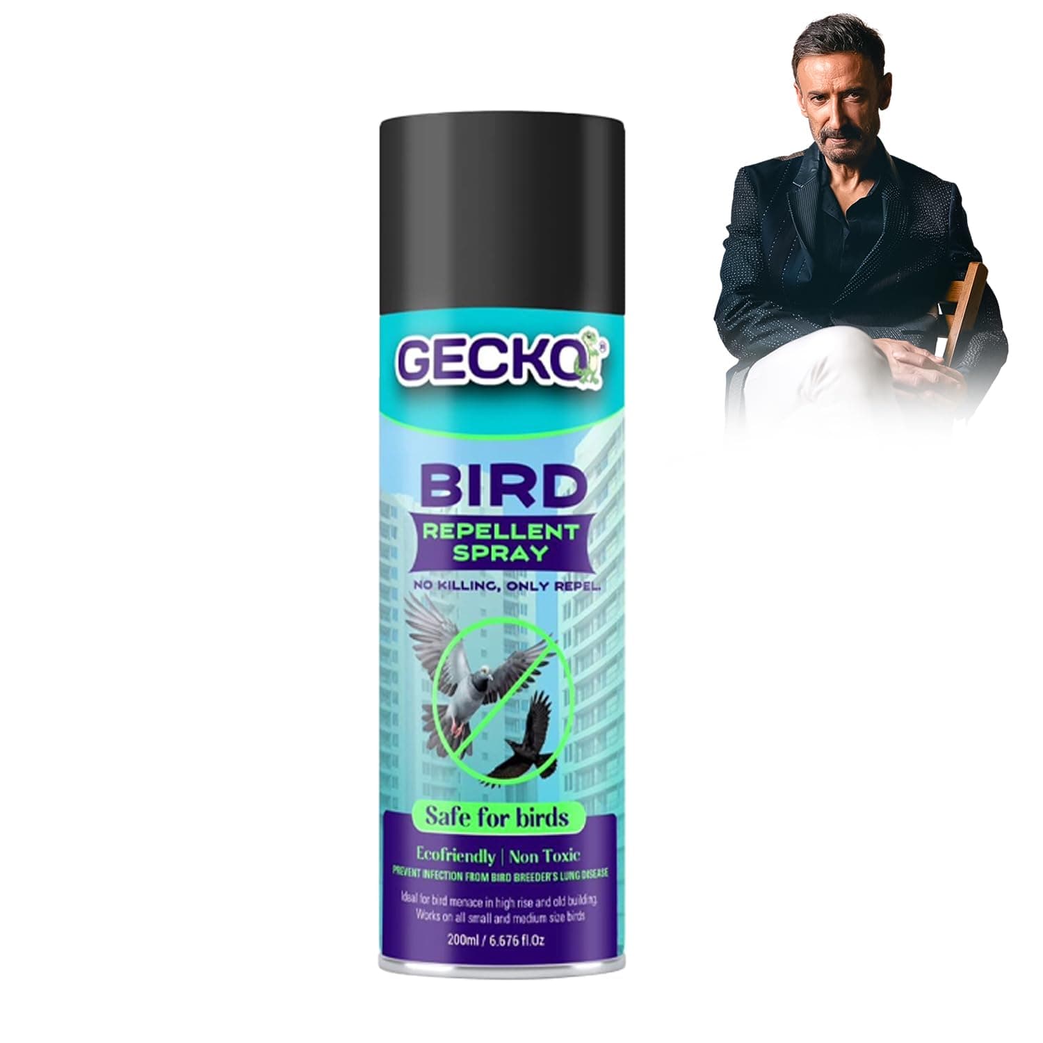 Gecko Bird Repellent Spray for Bird Control For Home And Office| Bird Control Spray | Non-Toxic Spray| Safe for Birds | Pigeon Repellent | Repels Birds - Pack of 1 (200 ML) - FORMULATION 10X