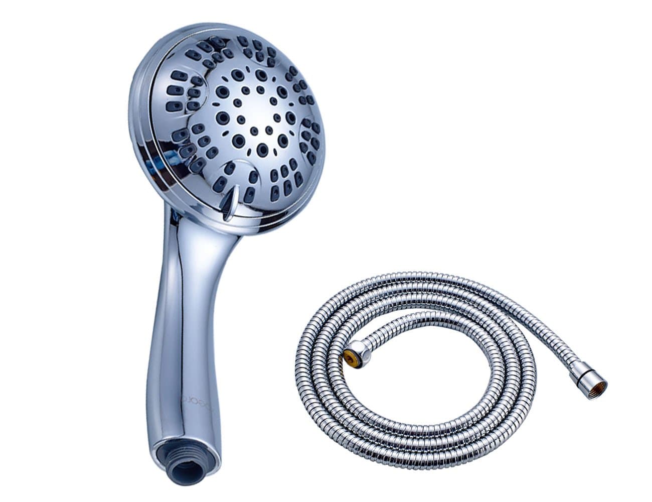 Xogolo Handheld Shower Head 6 Setting Model with SUS304 Shower Hose, High Pressure, Polished Chrome
