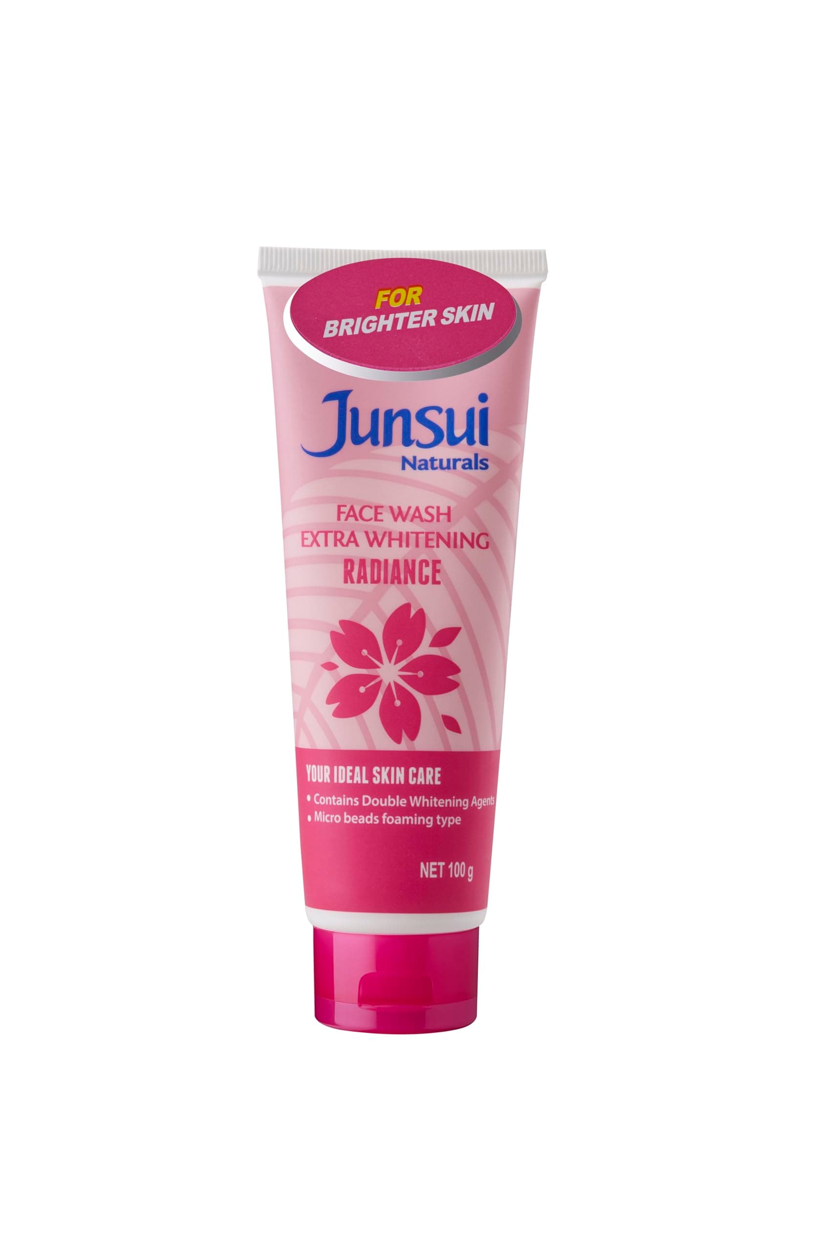 Junsui Naturals Face Wash Radiance | Double Whitening Agents From Sakura and Yam Bean Extract Makes Skin Look Brighter and Radiant | 100gm