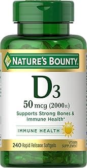 Vitamin D3 2000 IU, Immune and Bone Support, Vitamin Supplement, 1 Per day, 240 Rapid Release Softgels