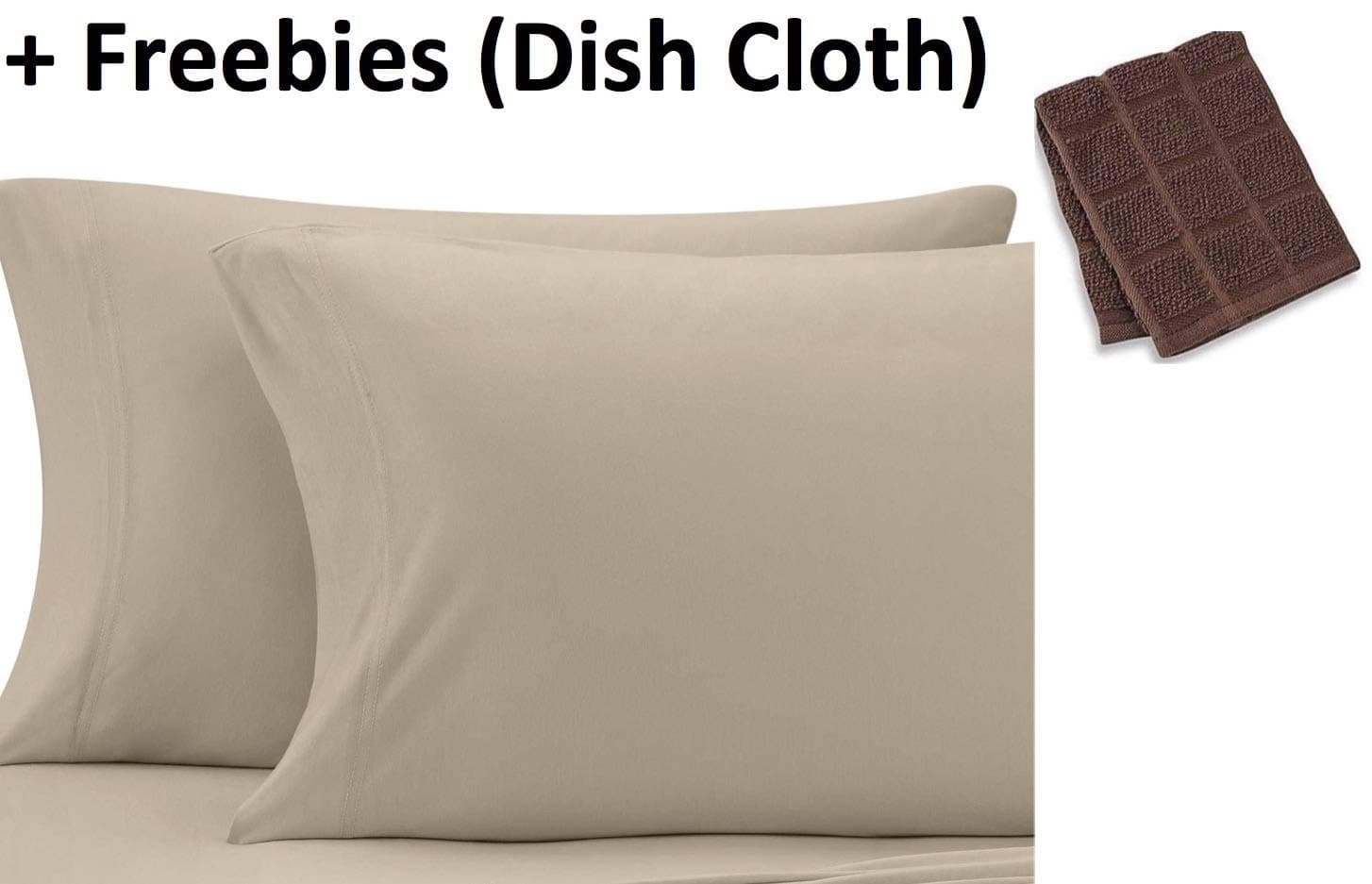 Pure Beech Jersey Knit Modal King Sheet Set in Taupe Plus Freebies (Dish Cloth)