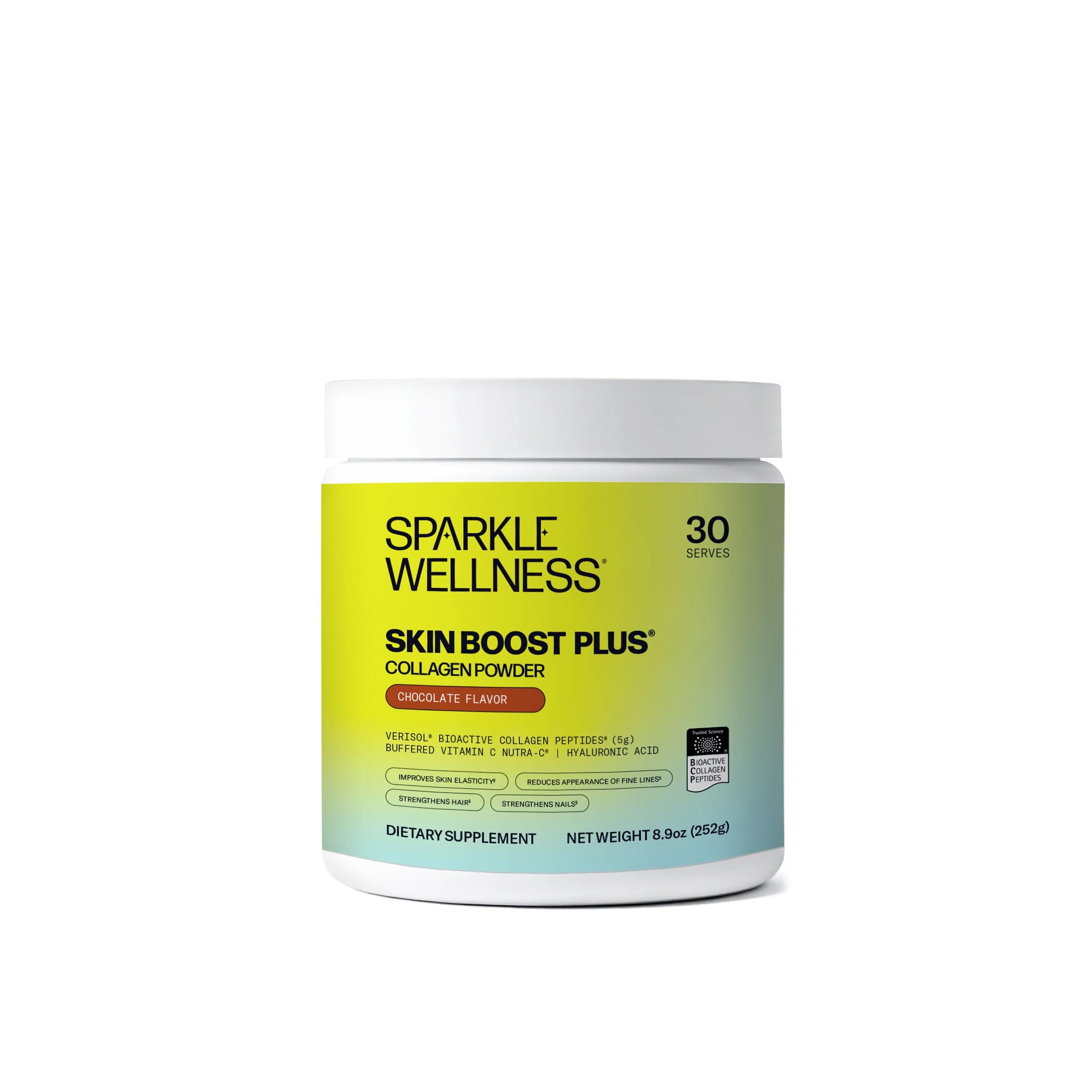 Sparkle Wellness VERISOL Bioactive Hydrolyzed Collagen Peptides | Collagen Powder Supplement with Vitamin C & Hyaluronic Acid for Hair, Skin, and Nail Health | Skin Boost Plus (Chocolate) [30-Serves]